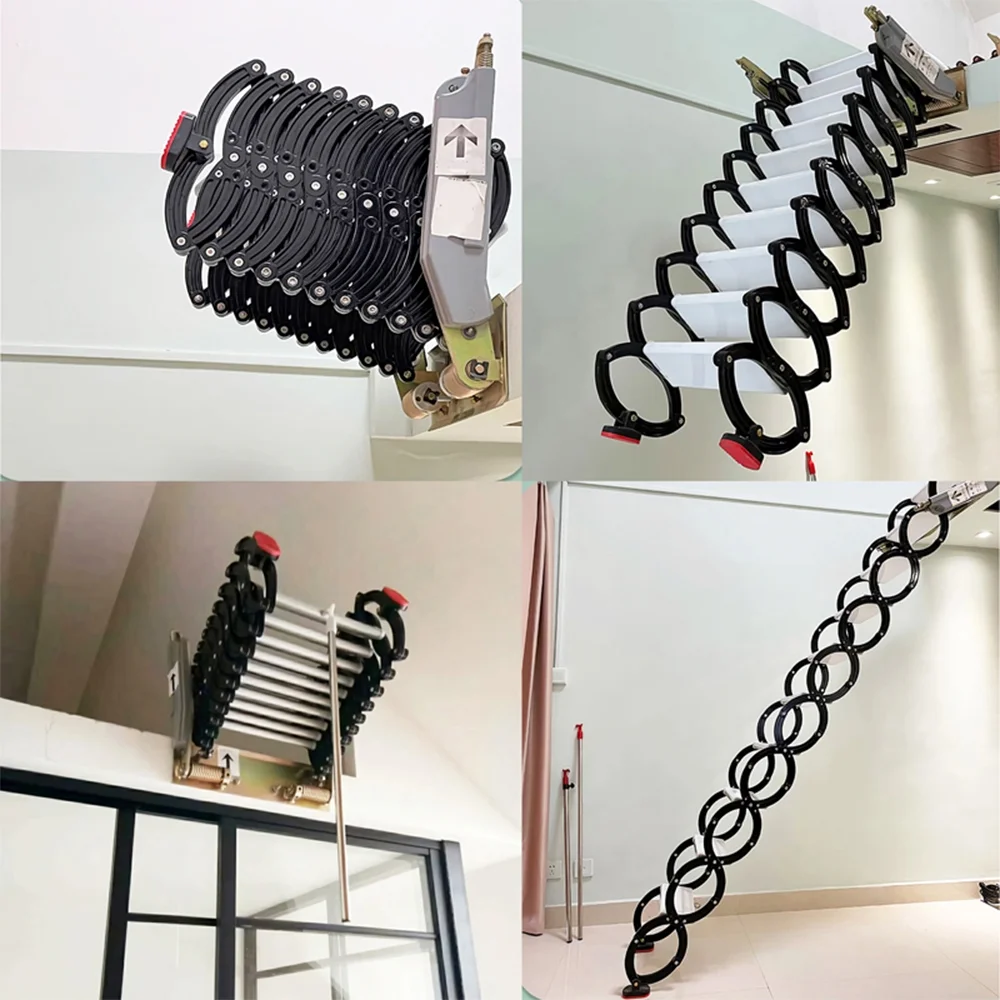 Techtongda Narrow Wall Mounted Loft Wall Ladder Loft Stairs Attic for Folding Ladder Black New