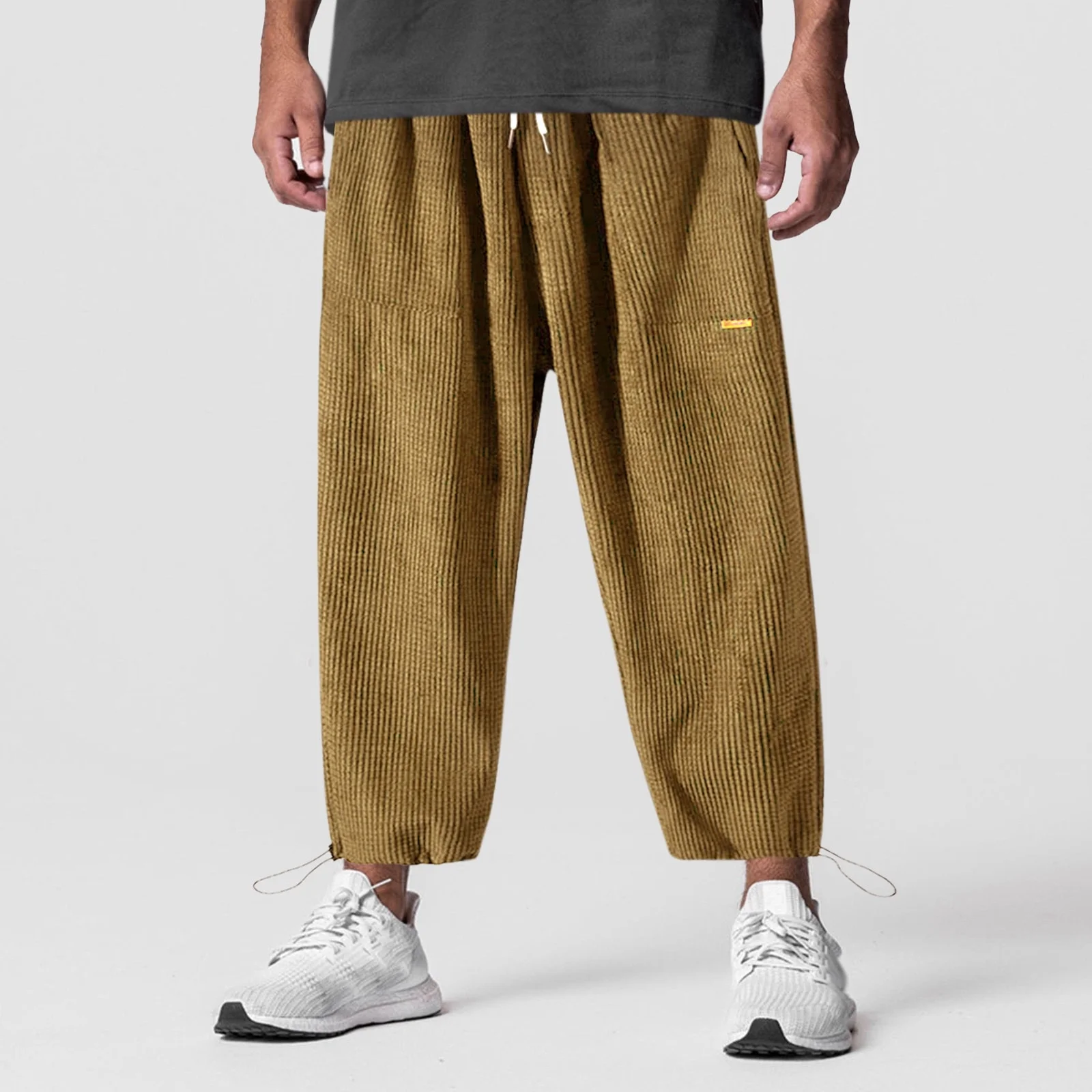 PMUYBHF Mens Stretch Jeans Relaxed Fit Black Men's Solid Color Sweatpants Lace up Casual Pants Men's Sweatpants Lace up Ankle Corduroy Pants Mens Sweatpants Set Big and Tall