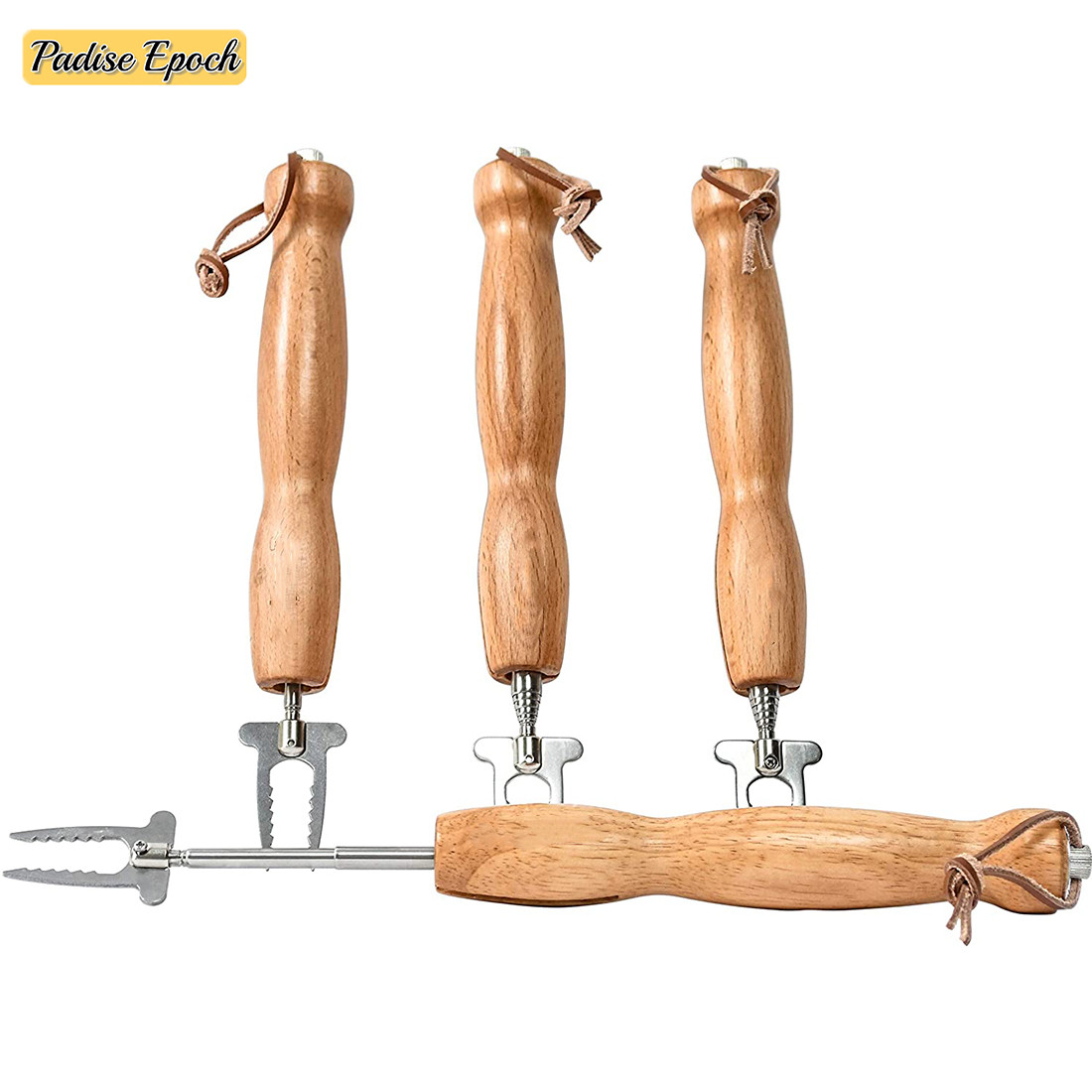 Premium Marshmallow Roasting Sticks, Retracting Smores Sticks for Fire Pit, Campfire Roasting Sticks, Campfire Accessories, Hot Dog Skewers, Camping Gifts, Glamping Gear, Wood & Stainless Steel (Oak)