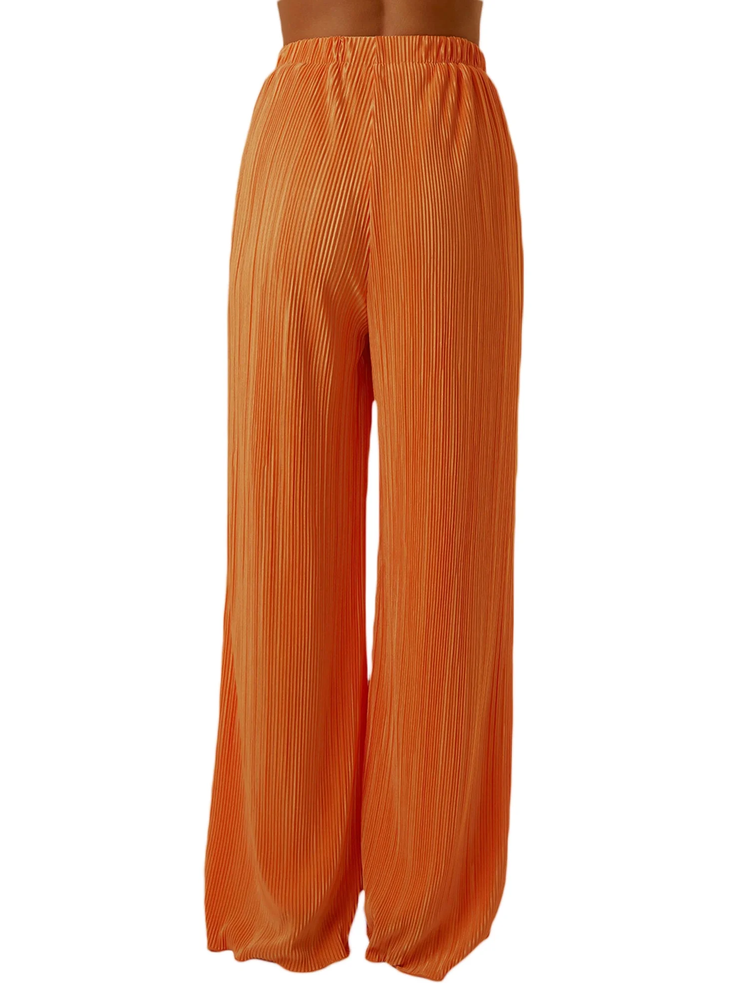 Women Casual Trousers Ladies Solid Colour Loose Fit Elasticated Waist Long Trouser with Pockets