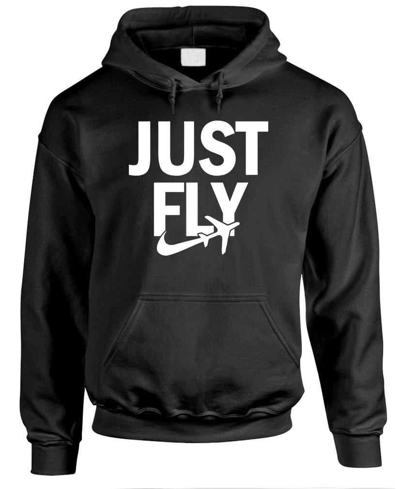 Just Fly - pilot airplane v2 - Unisex Pullover Hoodie (Black, Medium)
