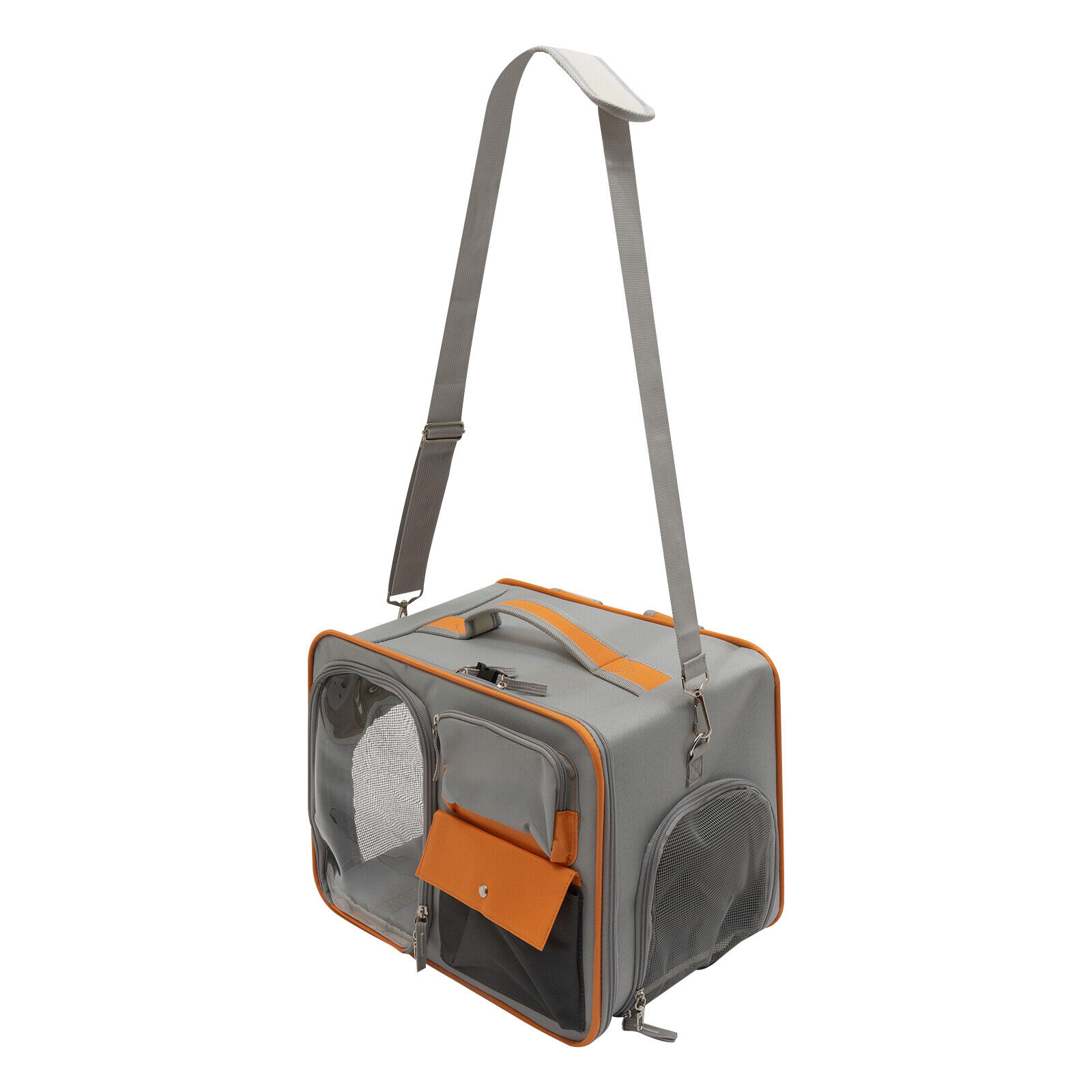Grey Small Pet Carrier with Wheels Foldable Pet Carrier Bag with Telescopic handle