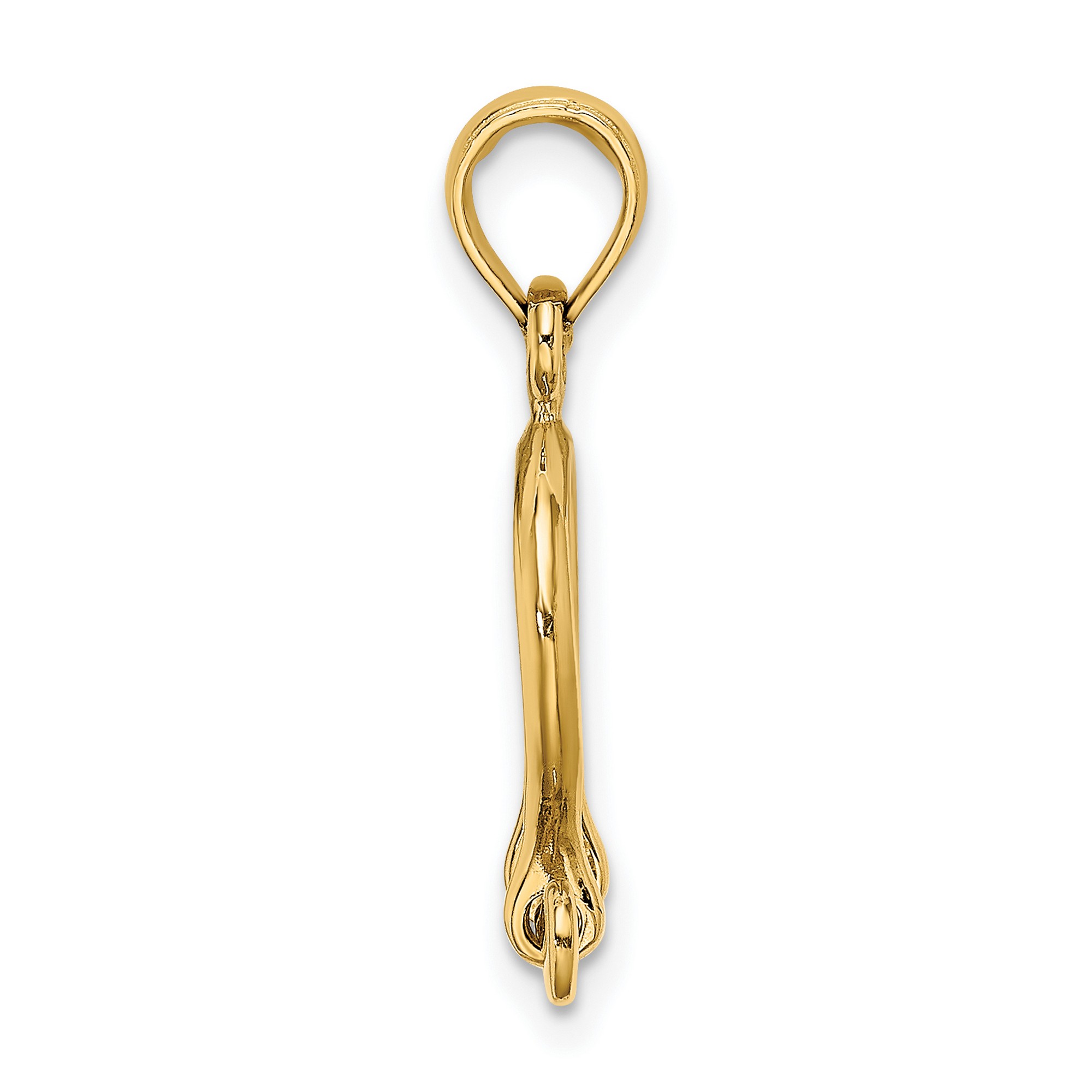 3D Small Shackle Link Screw Pendant In Real 14k Yellow Gold 15 mm x 13 mm