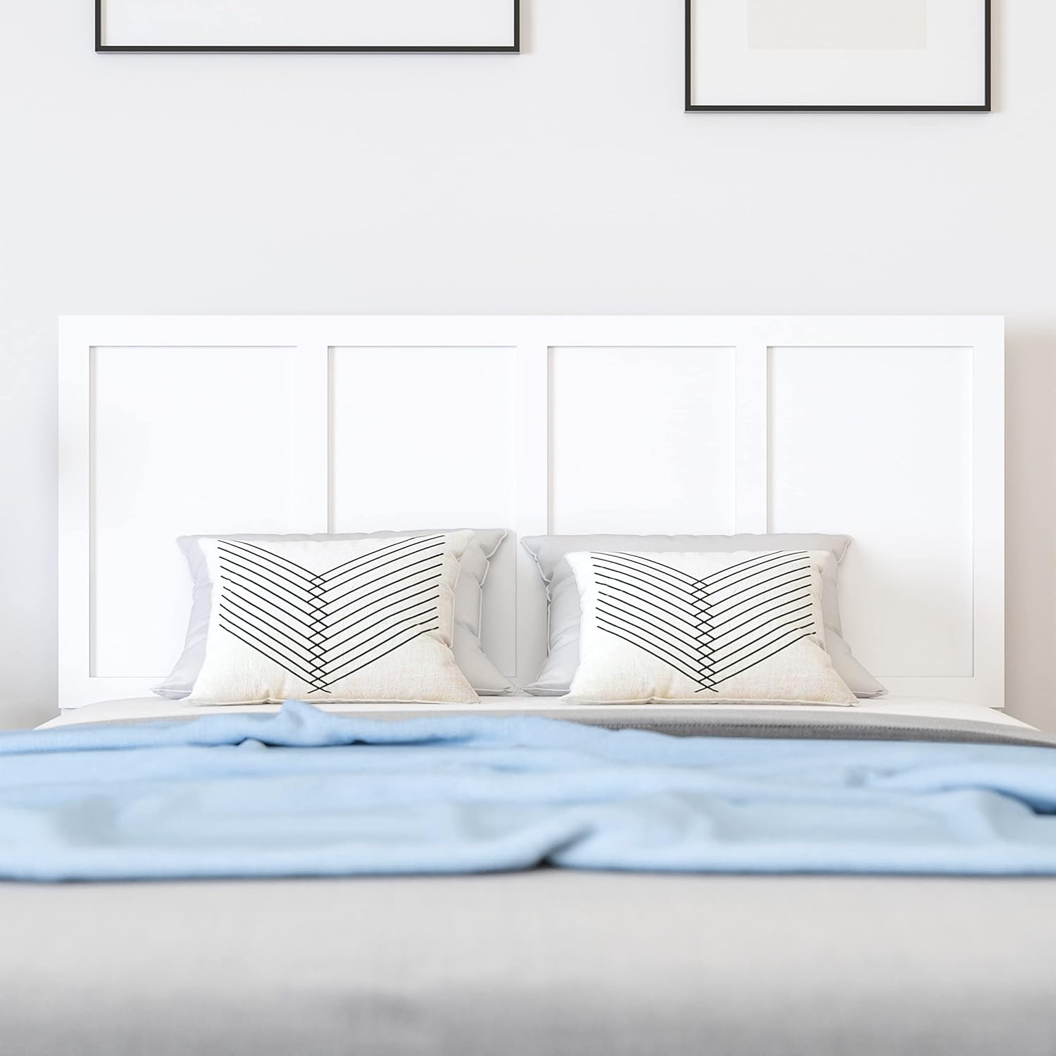 Grady Queen Size Raised Panel Wooden Adjustable Headboard In White