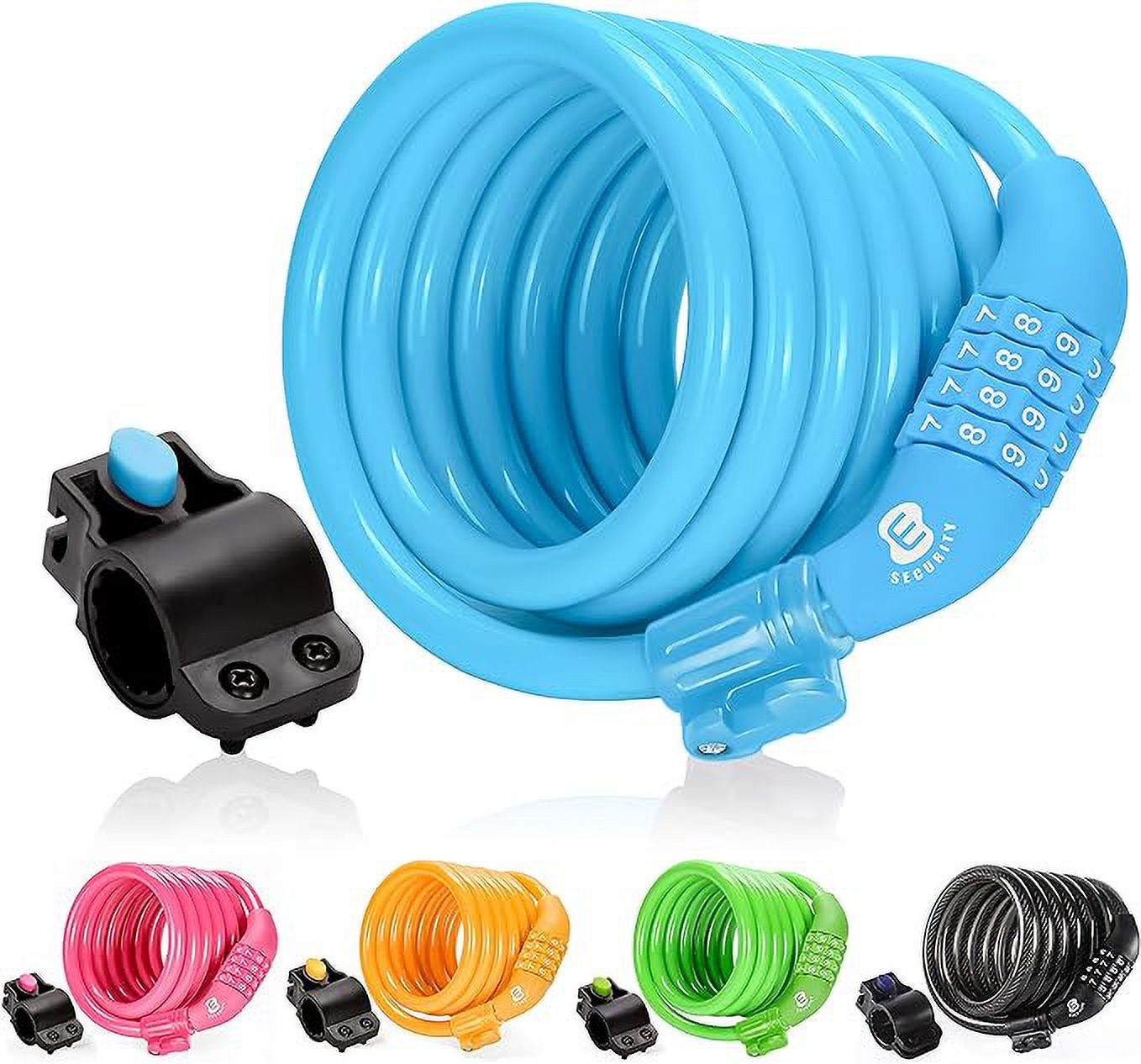 Etronic Bike Lock M6, Cable Lock 6 Feet Long Coiled Security Resettable Combo Combination Lock Bicycle Lock with Mounting Bracket