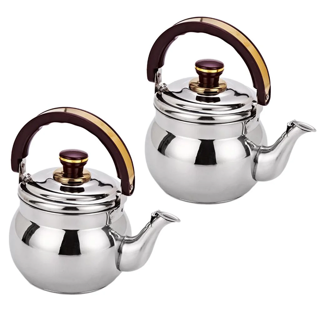 2-Pack of Kettle - Portable Stainless Steel Teapot with Handle and Straight - 0.6 Liter for Outdoor Camping