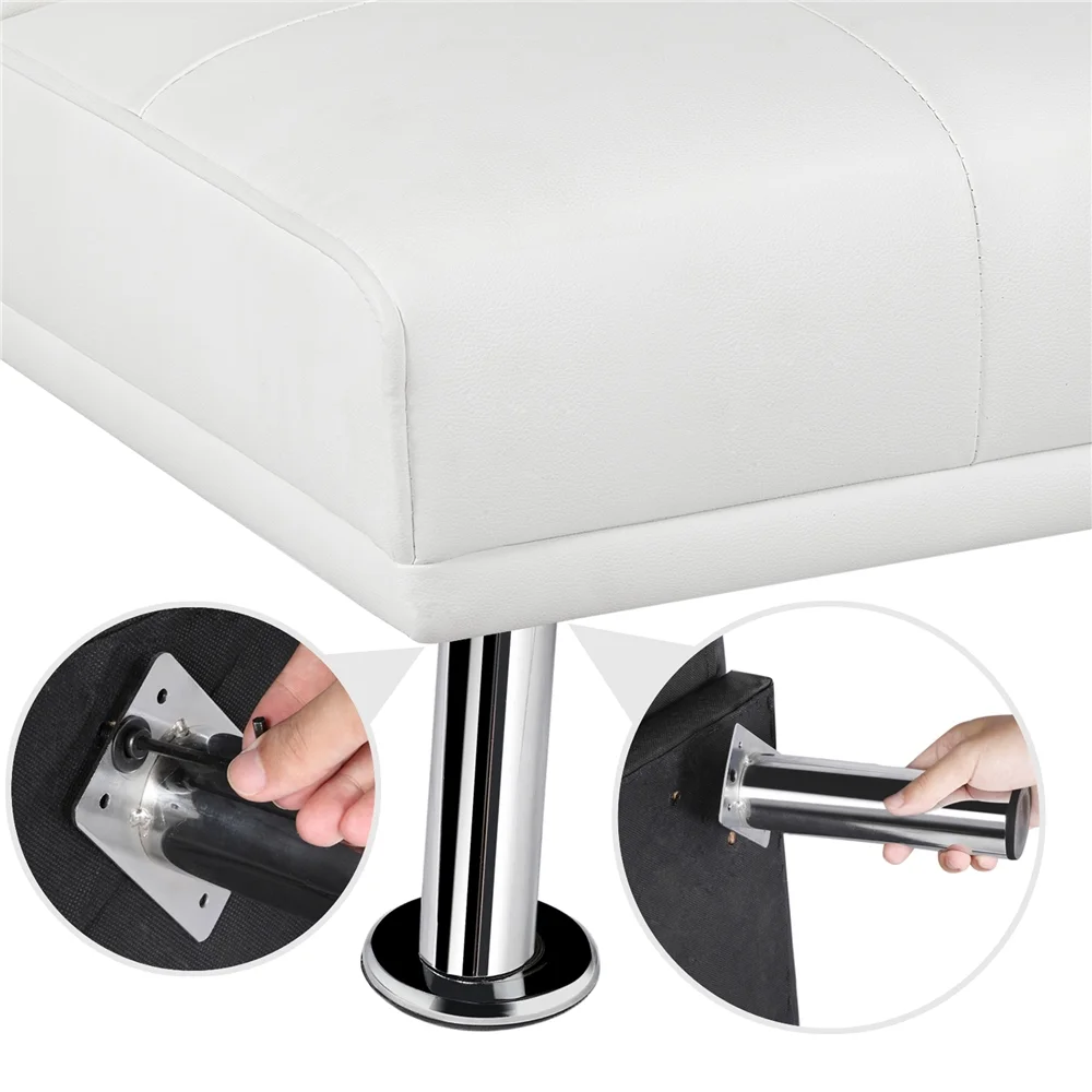 Easyfashion LuxuryGoods Modern Faux Leather Futon with Cupholders and Pillows, White