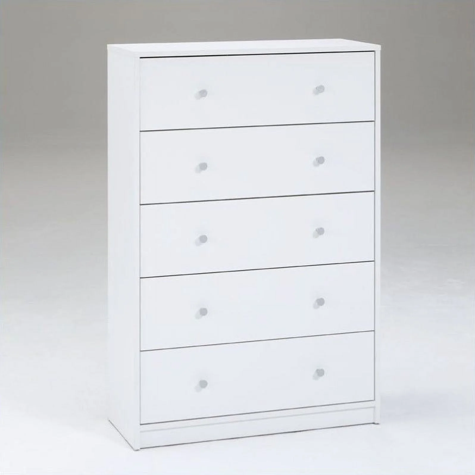 Pemberly Row Contemporary Wood 5 Drawer Chest in White