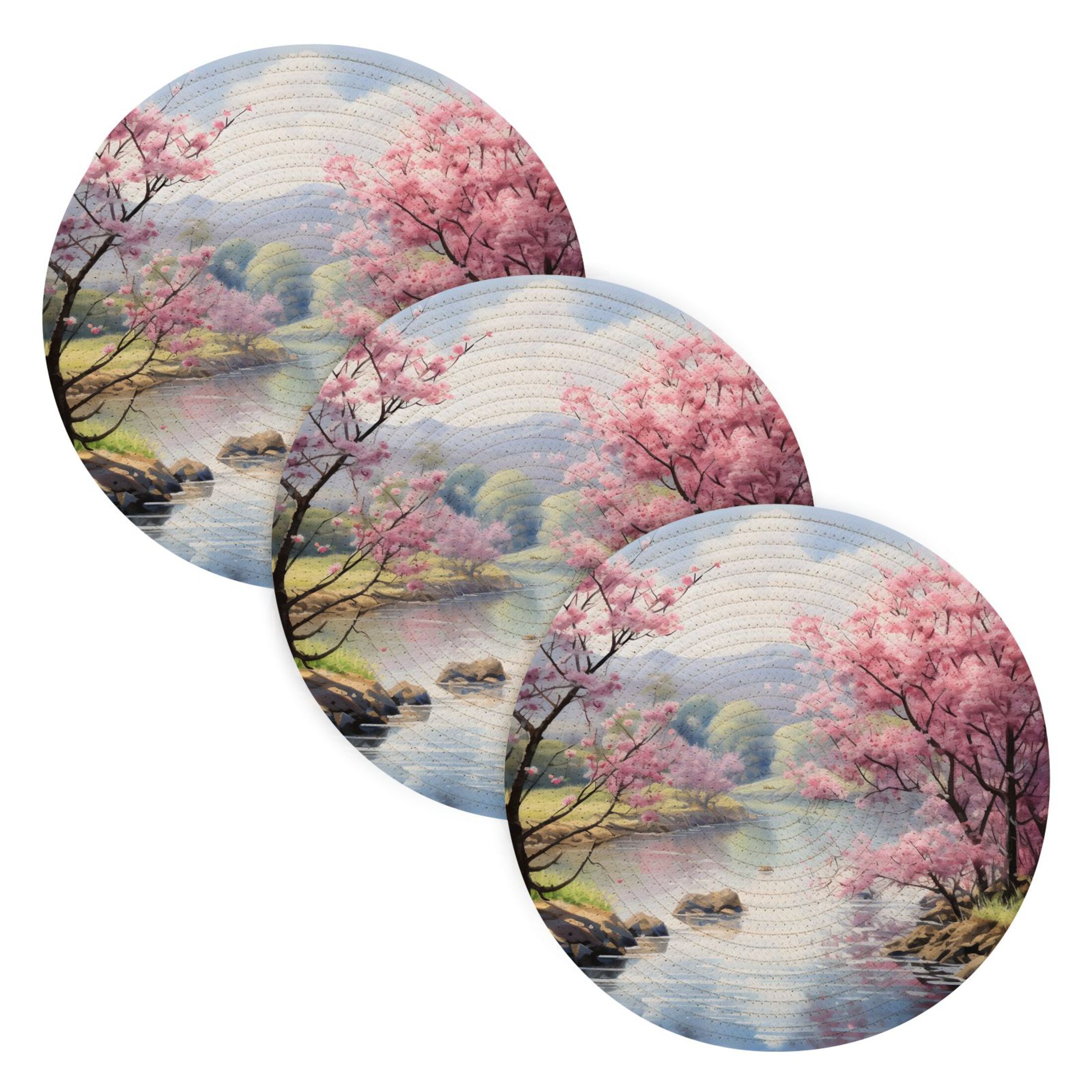 Abstract Flowers and Trees 3 PCs Pot Holders Trivets Kitchen 15