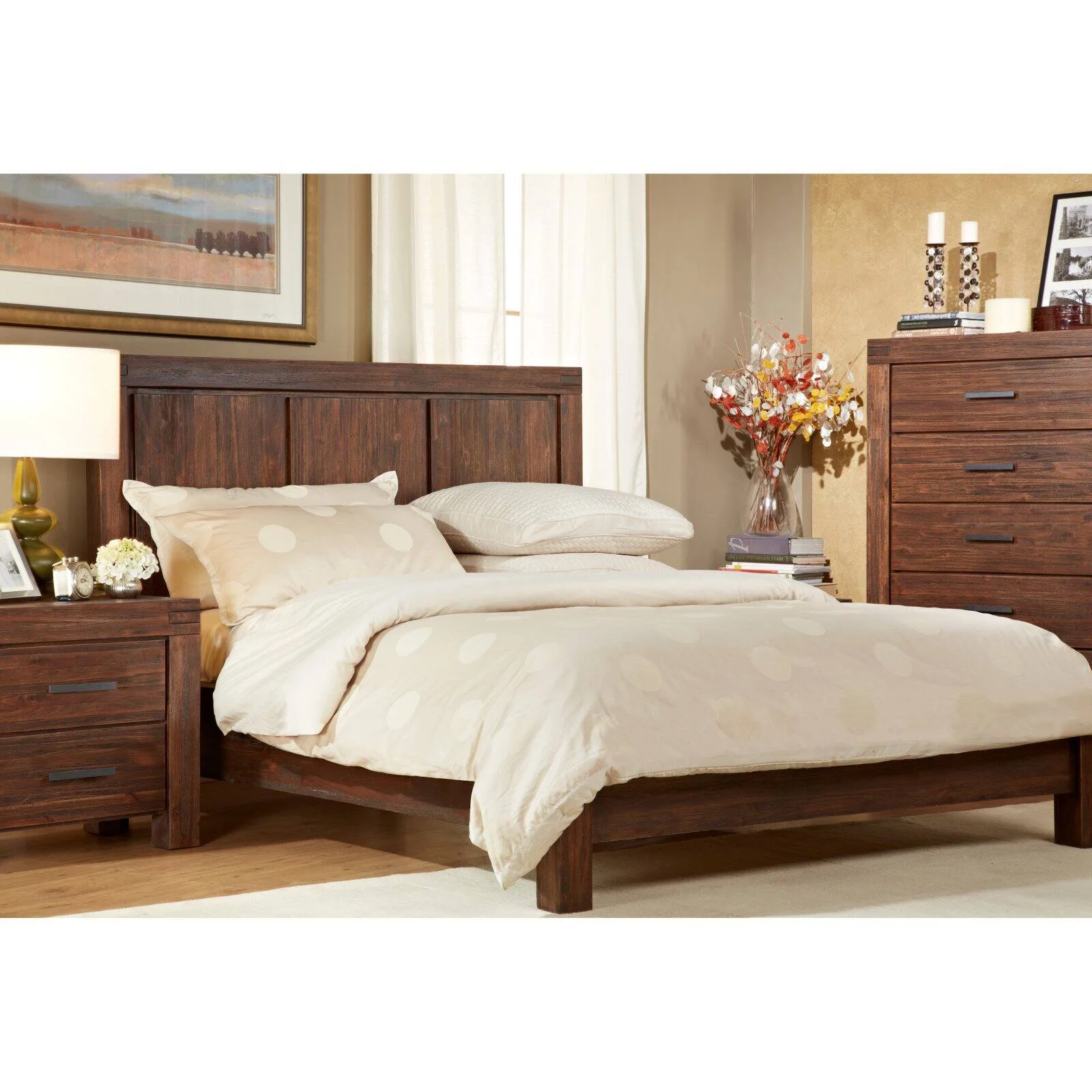Modus Furniture Meadow 5 Drawer Solid Wood Chest in Brick Brown