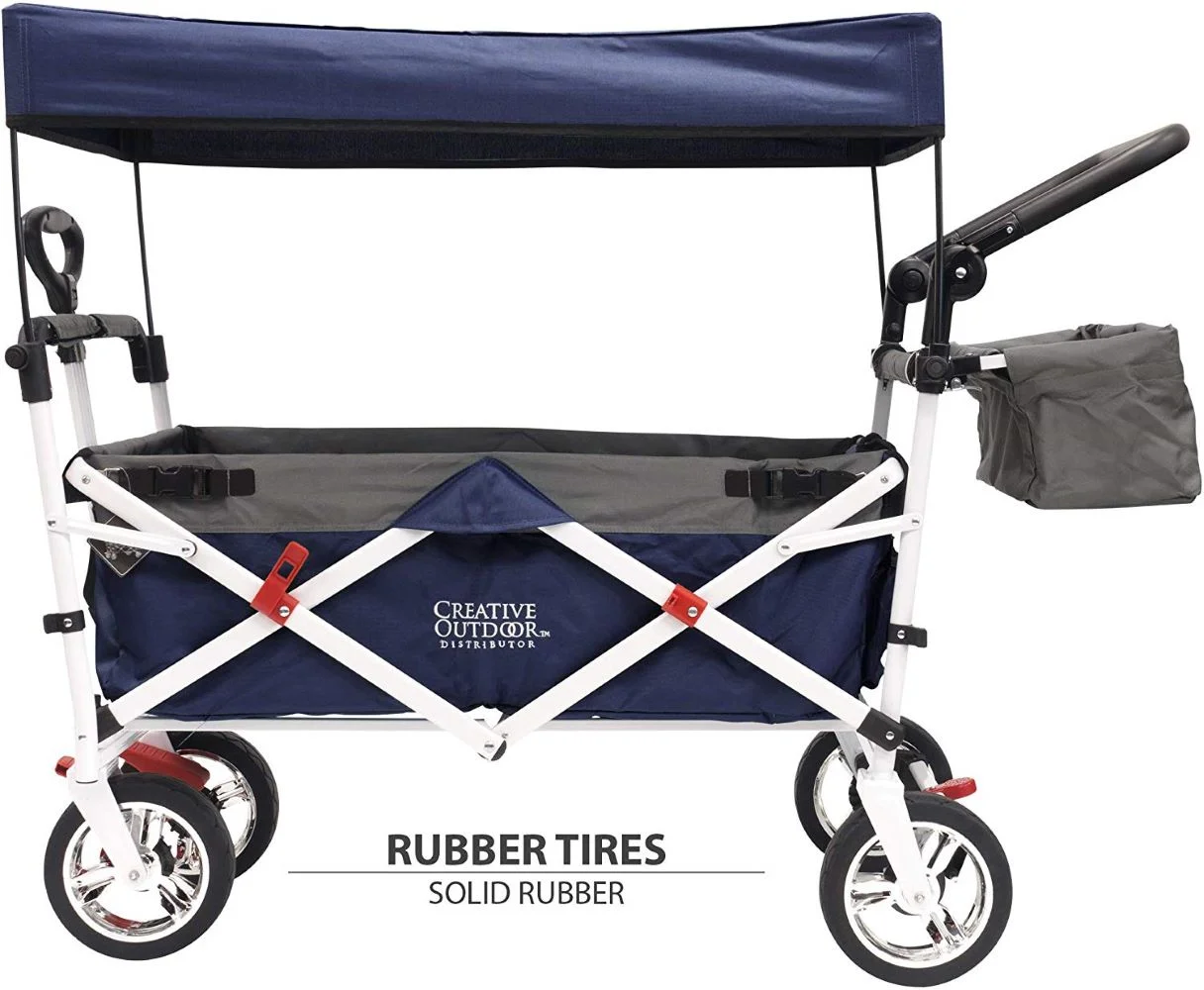 Creative Outdoor Push and  Pull Stroller Wagon with Removable Canopy | Navy