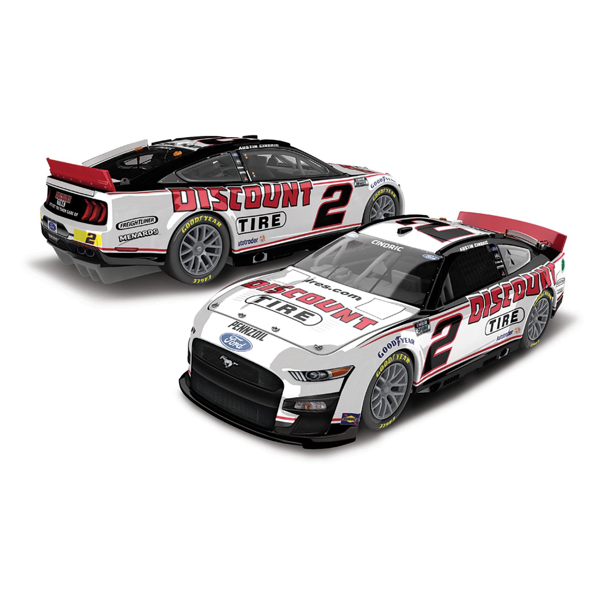Action Racing Austin Cindric 2022 #2 Discount Tire 1:24 Elite Die-Cast Ford Mustang