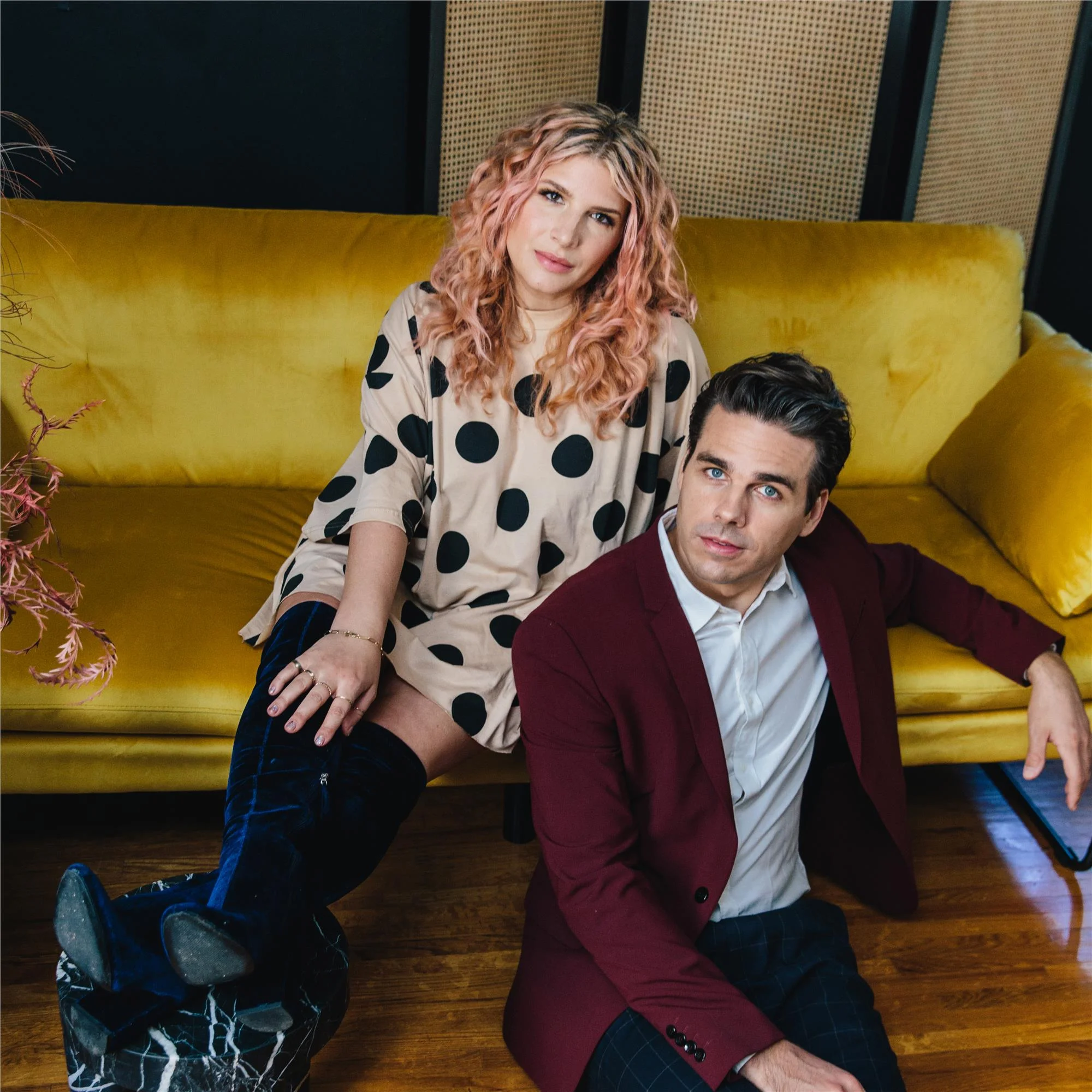 Mr. Kate Neely Futon with Bolster Pillows, Mustard Velvet