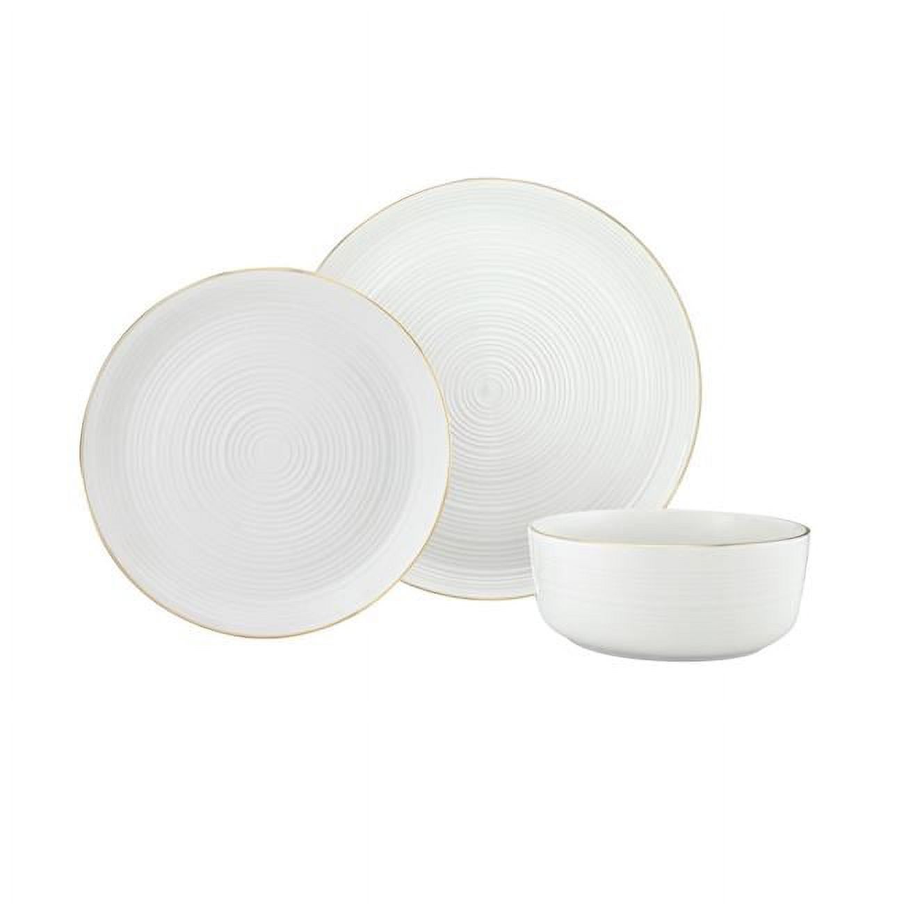 Linear Porcelain Dinnerware Set, Gold - 12 Piece