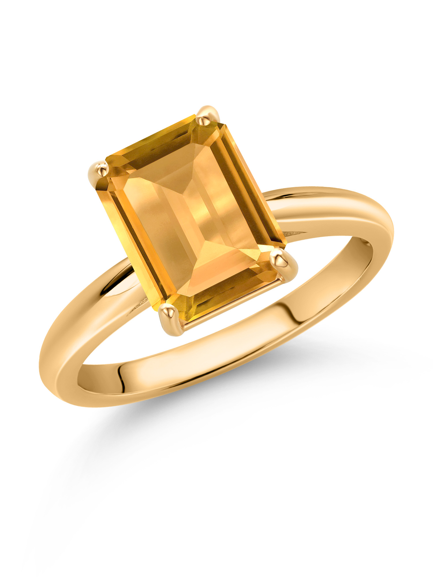Gem Stone King 10K Yellow Gold Yellow Citrine Solitaire Engagement Ring For Women (2.33 Cttw, Octagon 9X7MM, Gemstone November Birthstone, Available In Size 5, 6, 7, 8, 9)