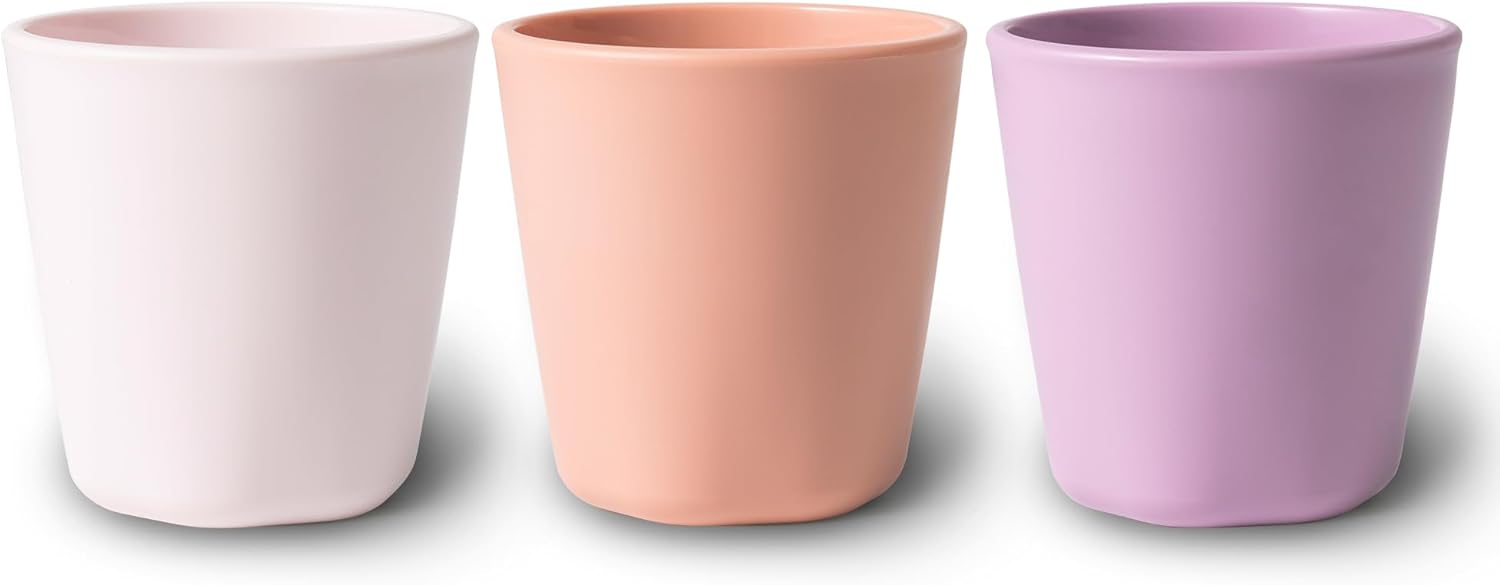 Tableware 3 Pack Dish Set- BPA- Cups, Plates And Bowls Sets For Kids And Toddlers - Polypropylene Plastic Dinnerware Set (Cups - Rose, Peach, Lilac)