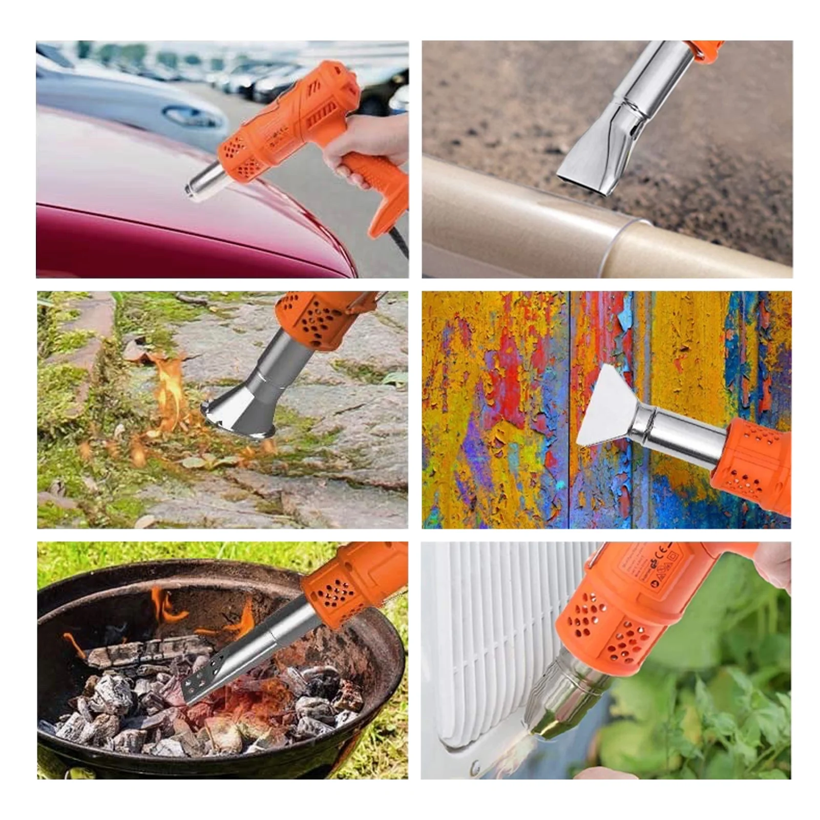 Arealer 3 in 1 Electric Weed Hot Air Weed Torch Barbecue Lighter with 5.9ft Cable 5 Nozzles Electric Weed Killer Thermal Weeding Stick BBQ Igniter 2000W Up to 650℃ for Garden Patio Driveway