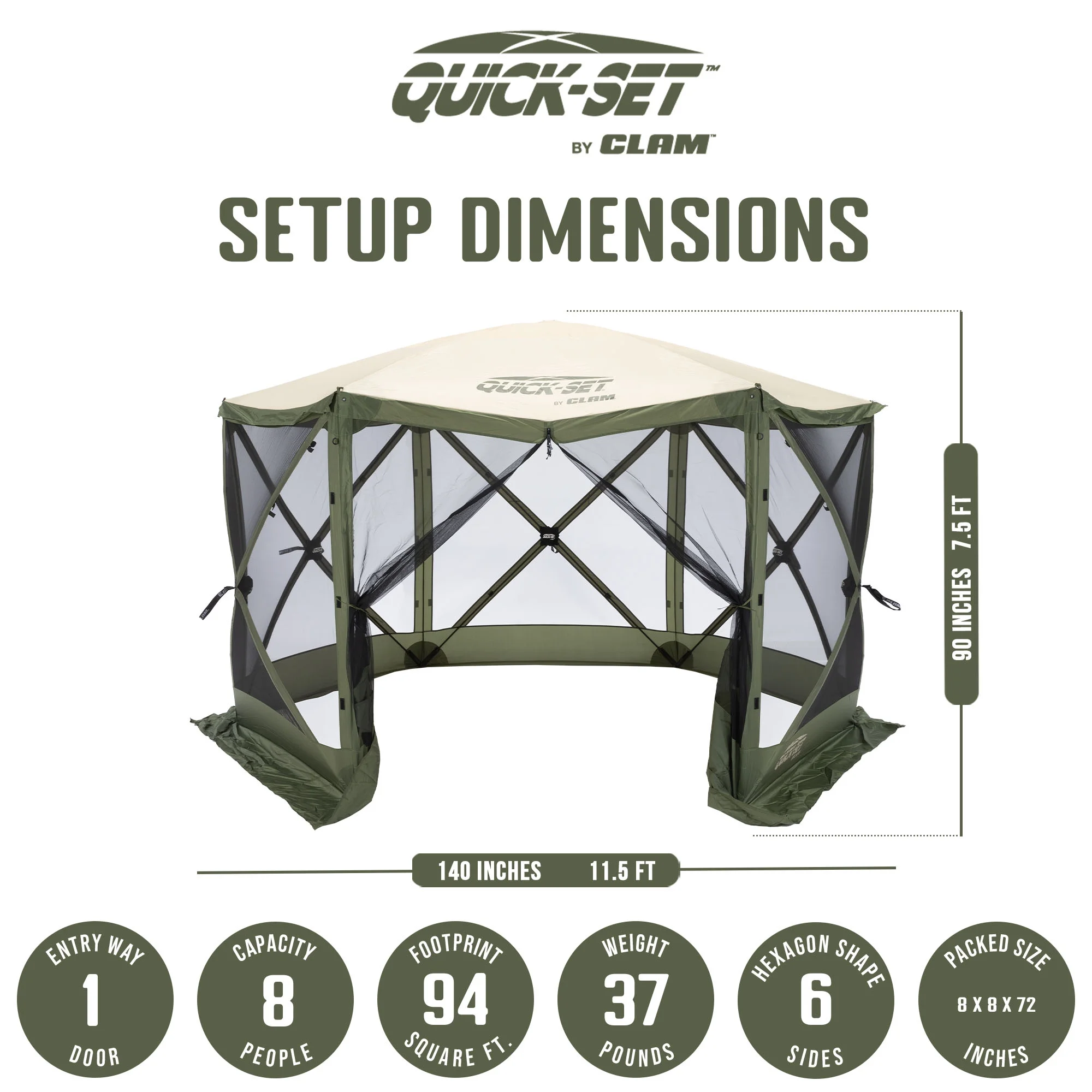 CLAM Quick Set 11.5 x 11.5 Ft Canopy + Clam Quick Set Screen (2 Pack)