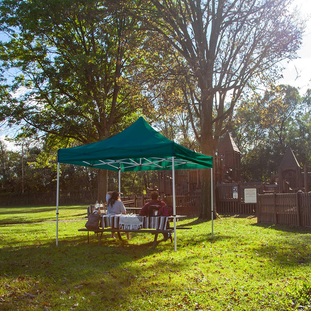Green 10x10 Instant Canopy Tent - Commercial-Grade Aluminum Frame - Water Resistant Canopy Top - Includes Wheeled Canopy Bag and Premium Stake Kit (5 Color Options)