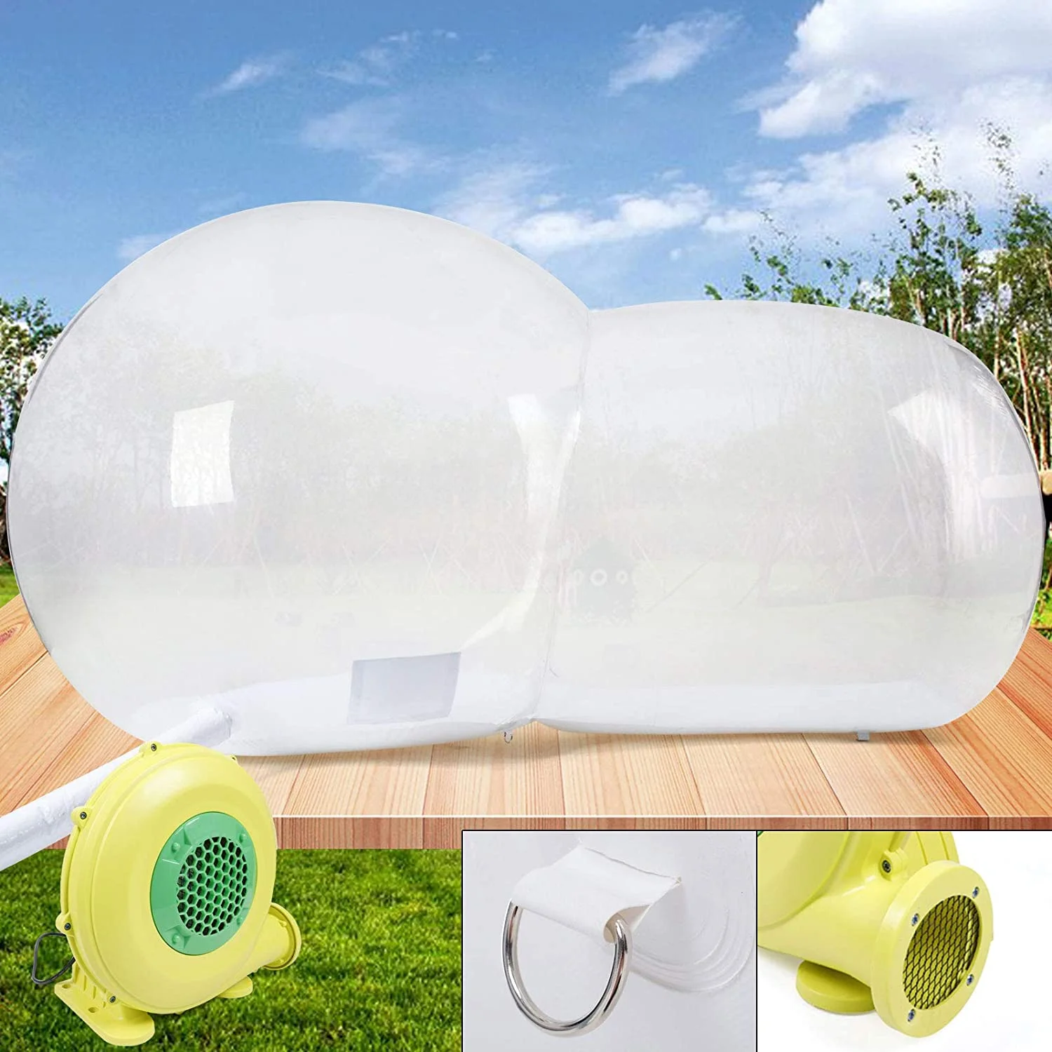 MONIPA Outdoor Inflatable Portable Clear Bubble Tent Canopy Gazebos Single Tunnel Family Camping Backyard Party Event Luxury Dome Air Bubble Quiet Blower 3X5M