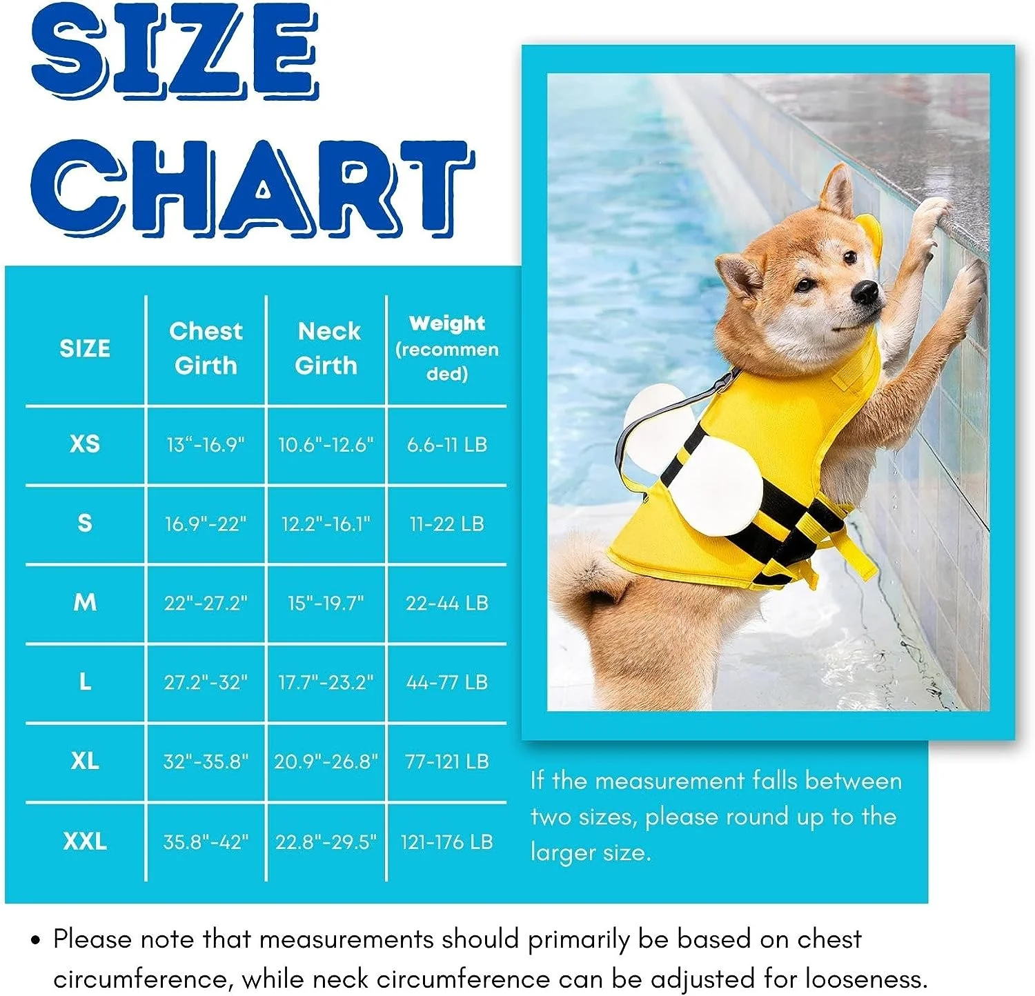 Dog Life Jacket with Cute Bee Design, Extra Chin Support, Reflective Accents and Strong Rescue Handle with Safety Leash Attachment