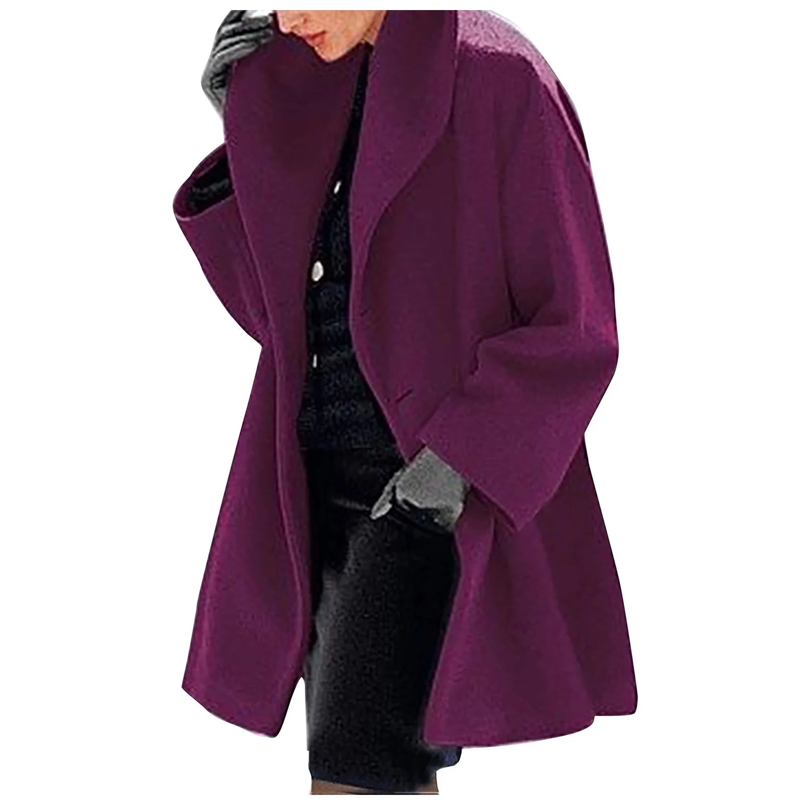 LINMOUA Womens Winter Wool Coat Trench Jacket Ladies Warm Slim Long Overcoat Outwear