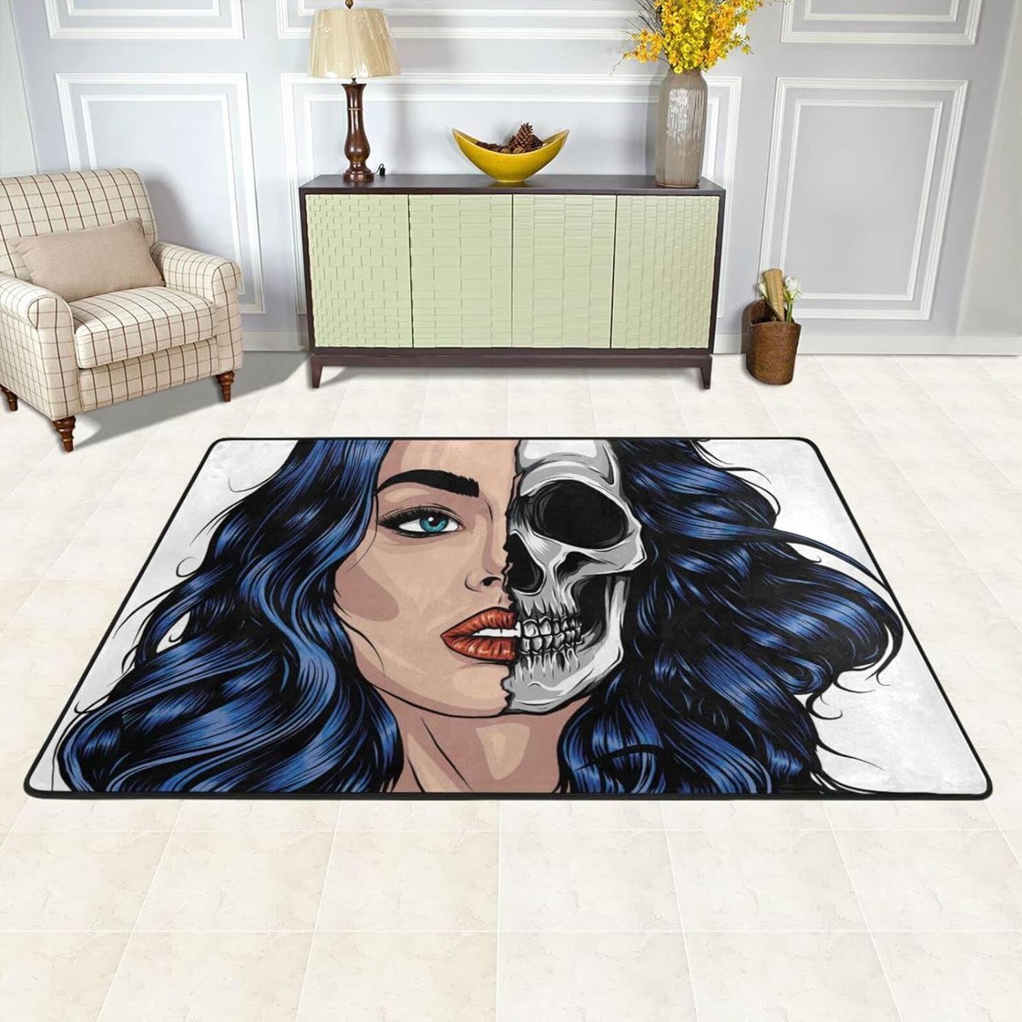 Bestwell Queen Woman Skull Area Rug,72