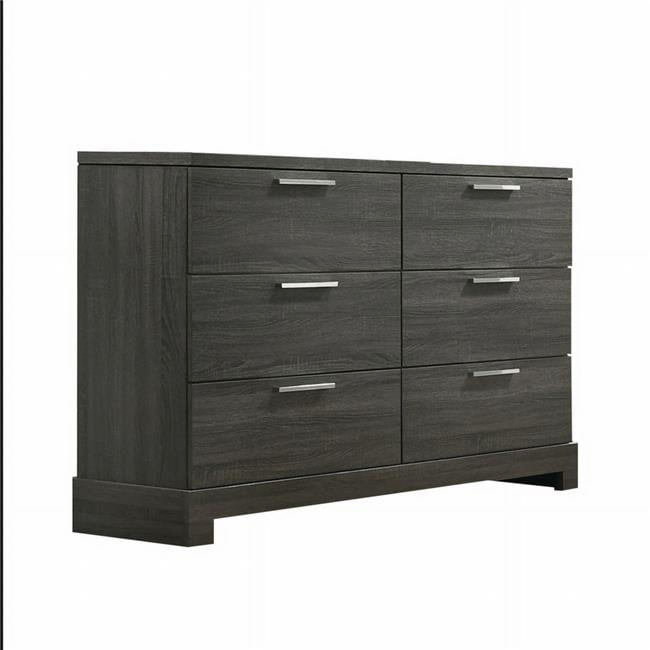 38 x 59 x 16 in. Gray Oak Manufactured Wood Six Drawers Double Dresser