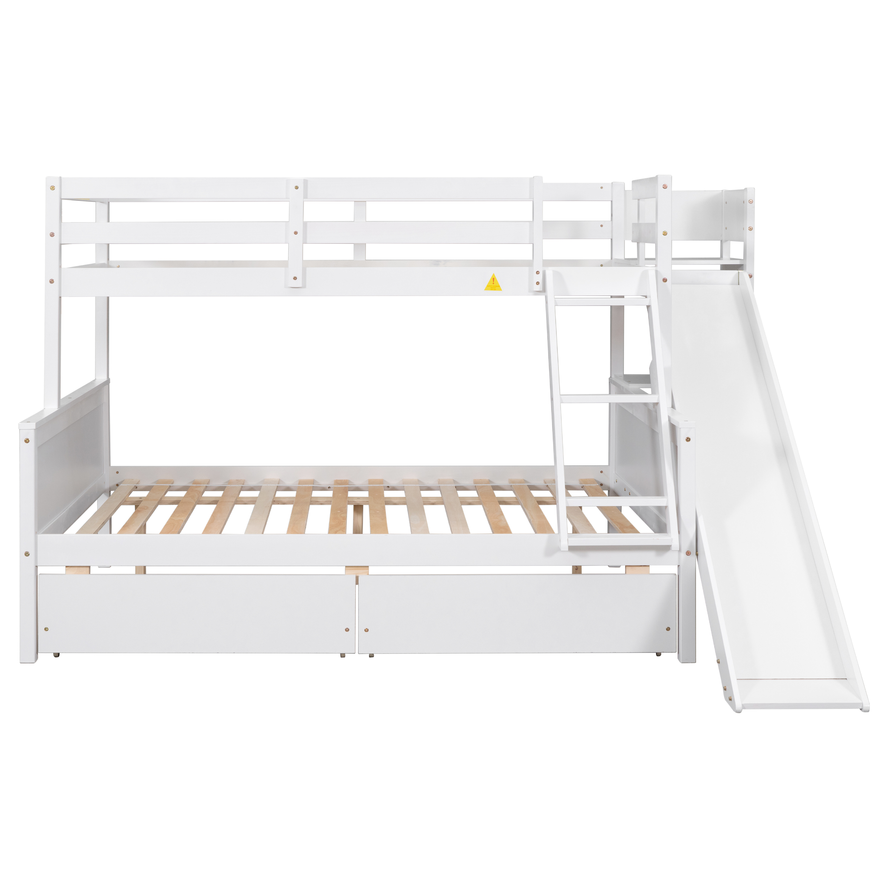 Double detachable bed ,Twin over Full Bunk Bed with 2 Drawers,Slide,Shelves White