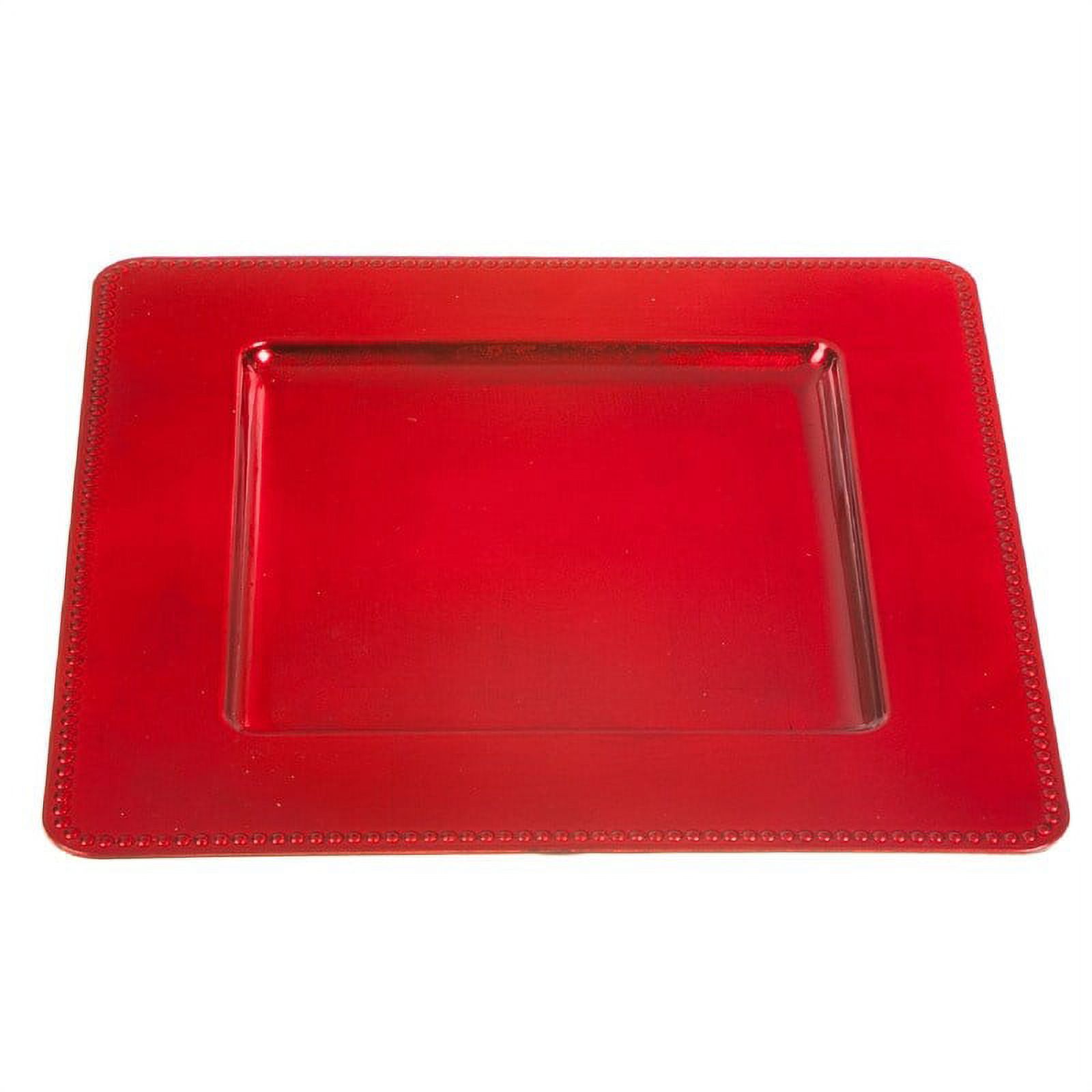 IH Casa Decor Charger Plate (Square Beaded) (Red) (13 X 13) - Set of 2