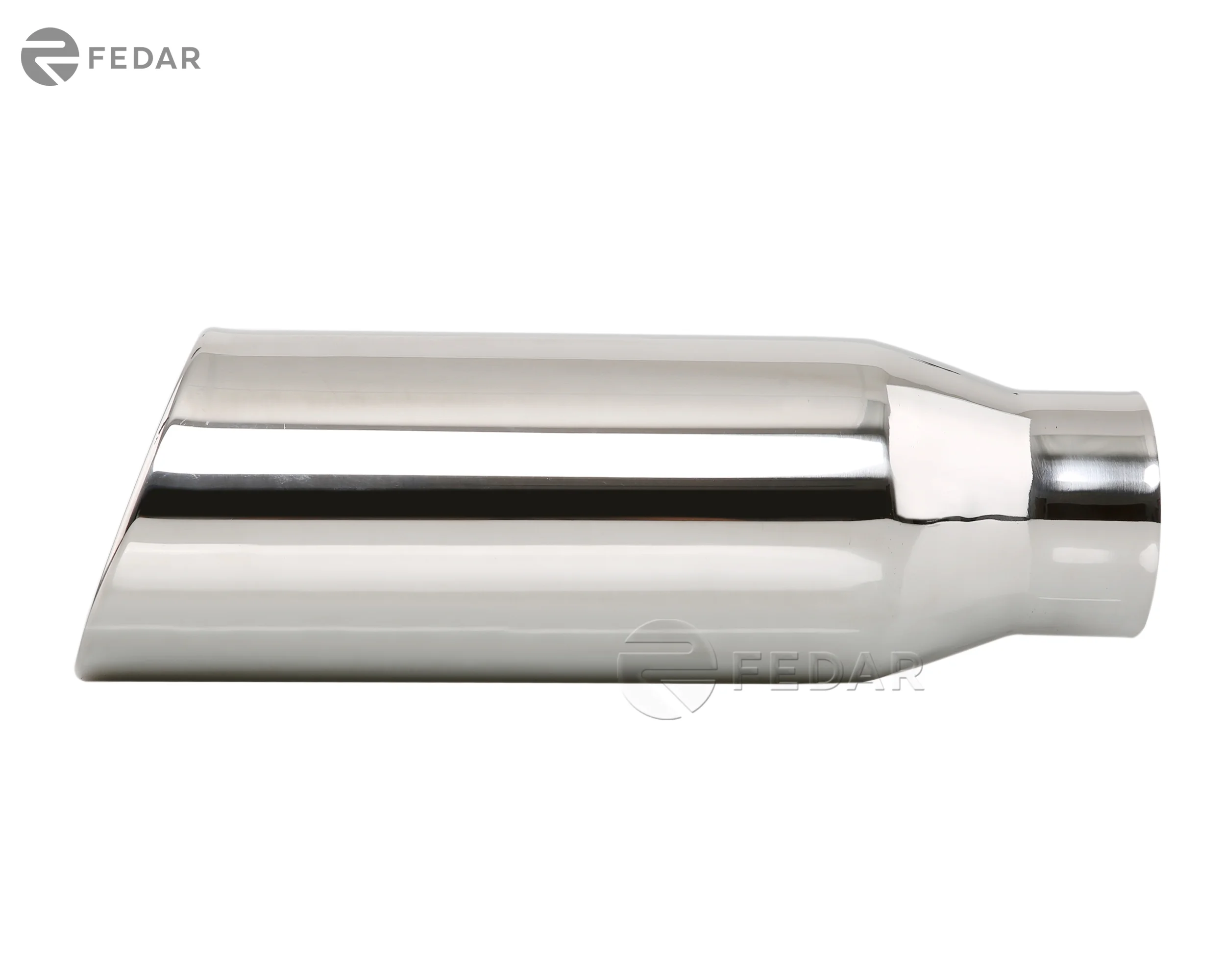 Fedar 3.5 Inlet 5 inch Outlet 15 Long Rolled End Angle Cut Exhaust Tip Tail Pipe