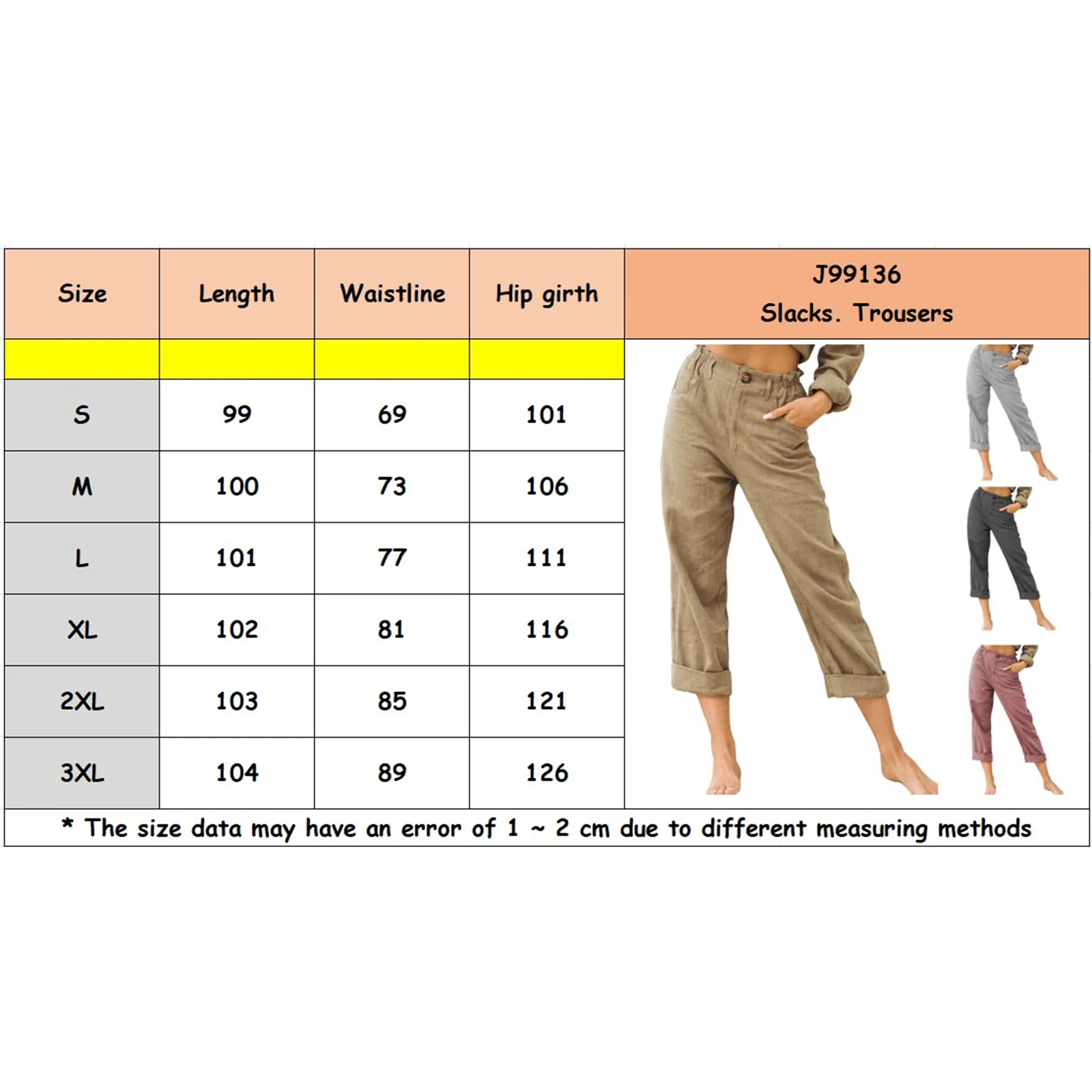 Inevnen Womens Linen Pants High Waisted Straight Leg Buttons Casual Capris Trousers with Pockets