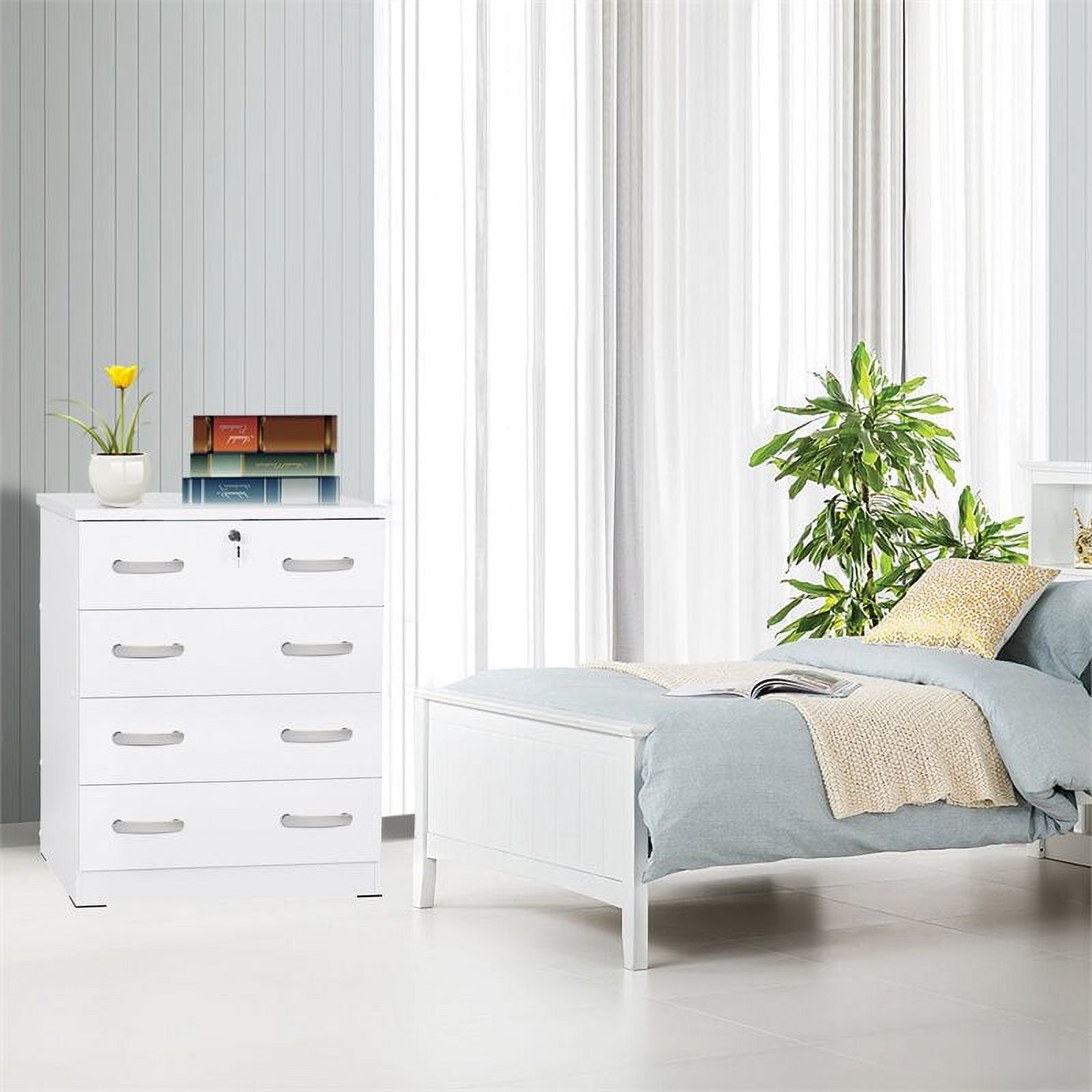 Home Square 2-Piece Set with Queen Captains Bed 4-Drawer Chest Dresser in White