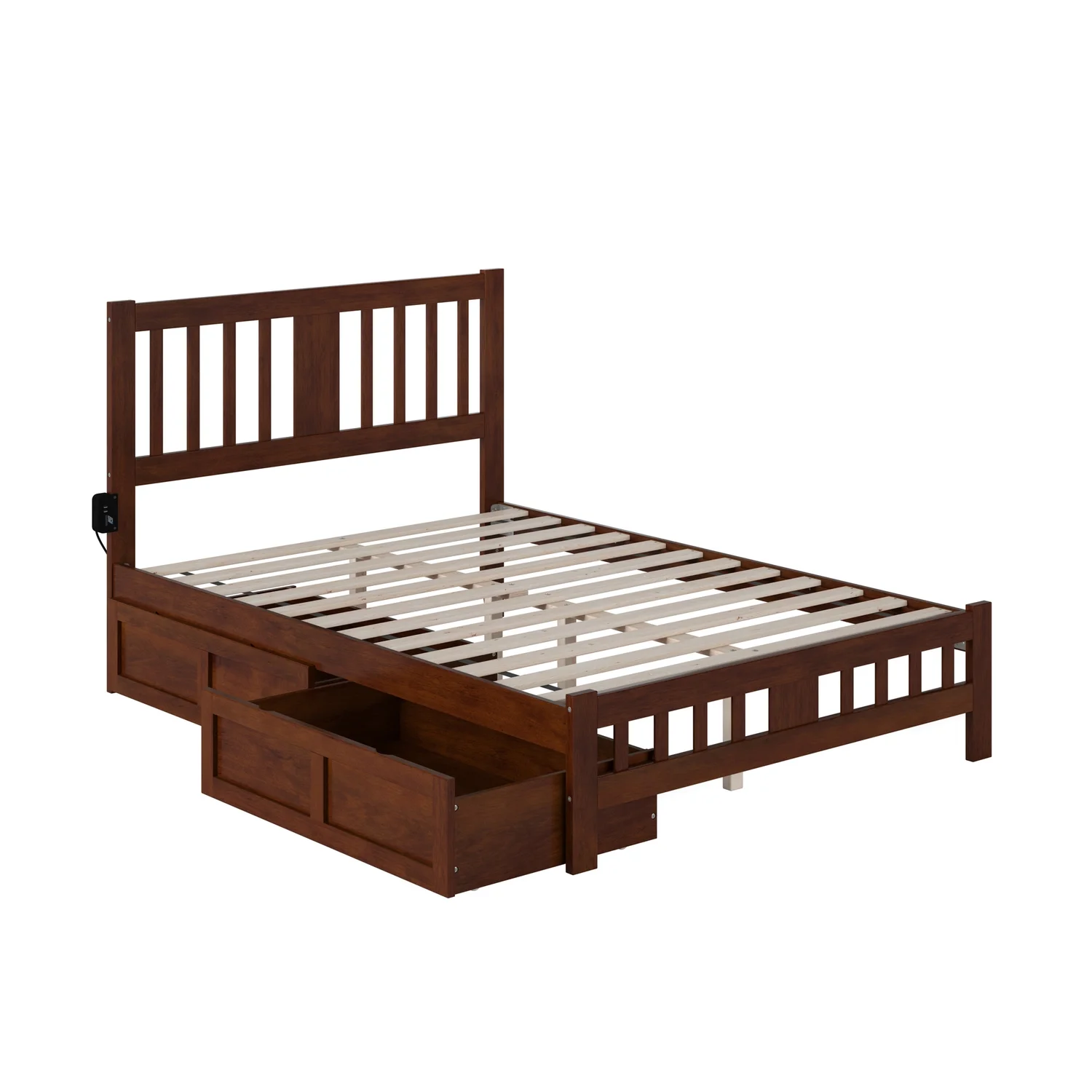 AFI Tahoe Wood Full Bed with Footboard and 2 Drawers in Walnut