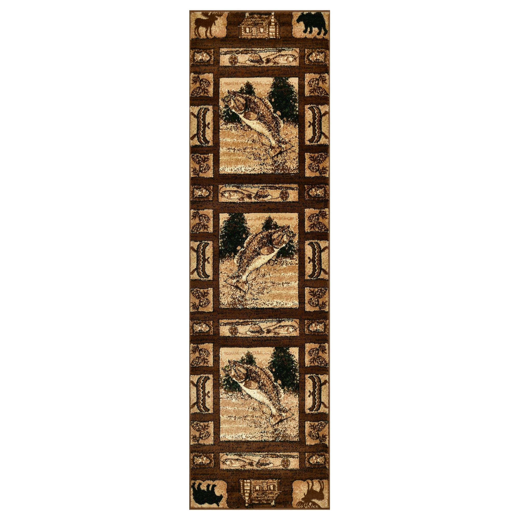 Handcraft Rugs HR Lodge Cabin Area Rugs Runner Rustic Cabin Novelty Rugs for Living Room Cabin 2' 1