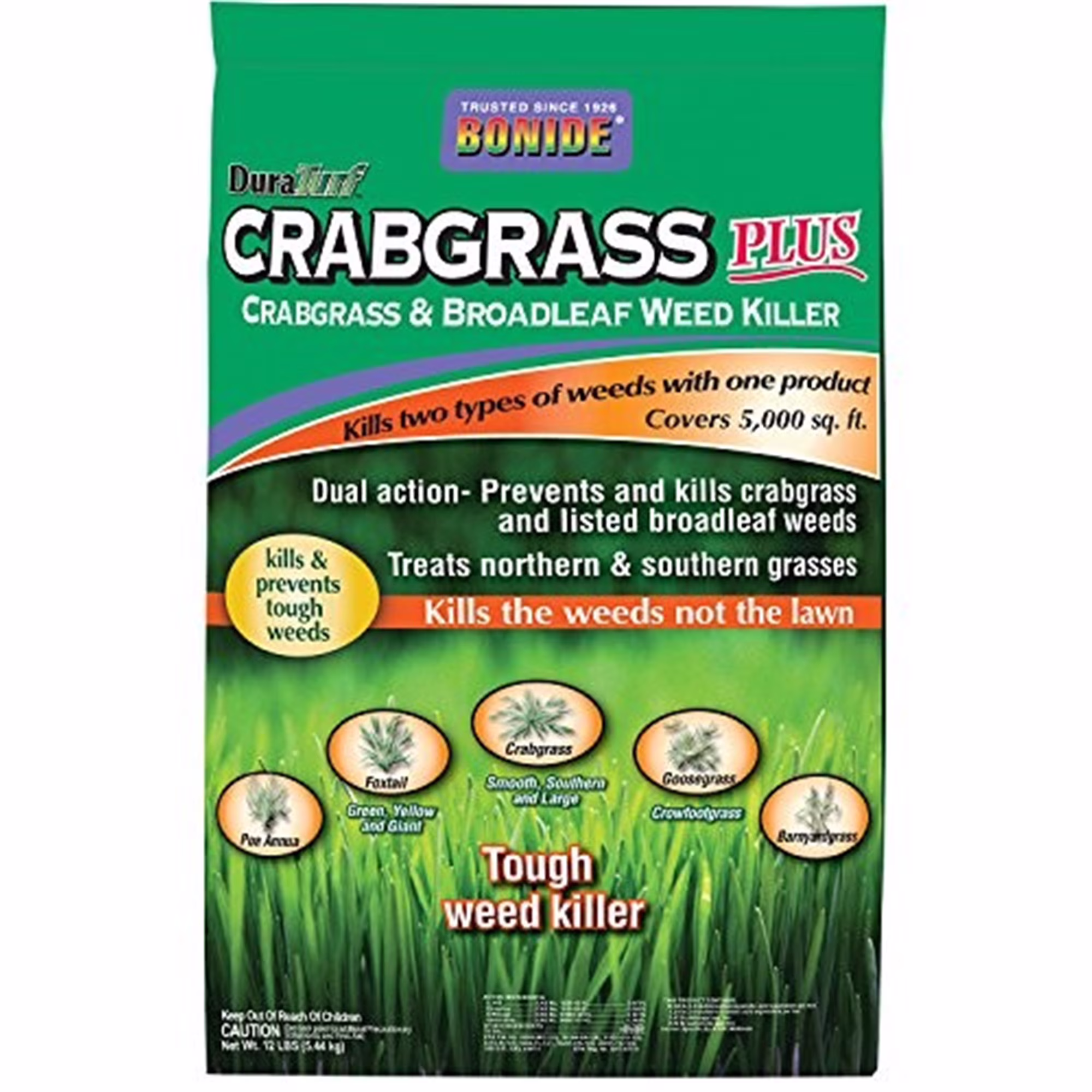 Bonide Crabgrass & Broadleaf Weed Killer, Granular, 12 lb Bag, Covers 5000 Sq Ft