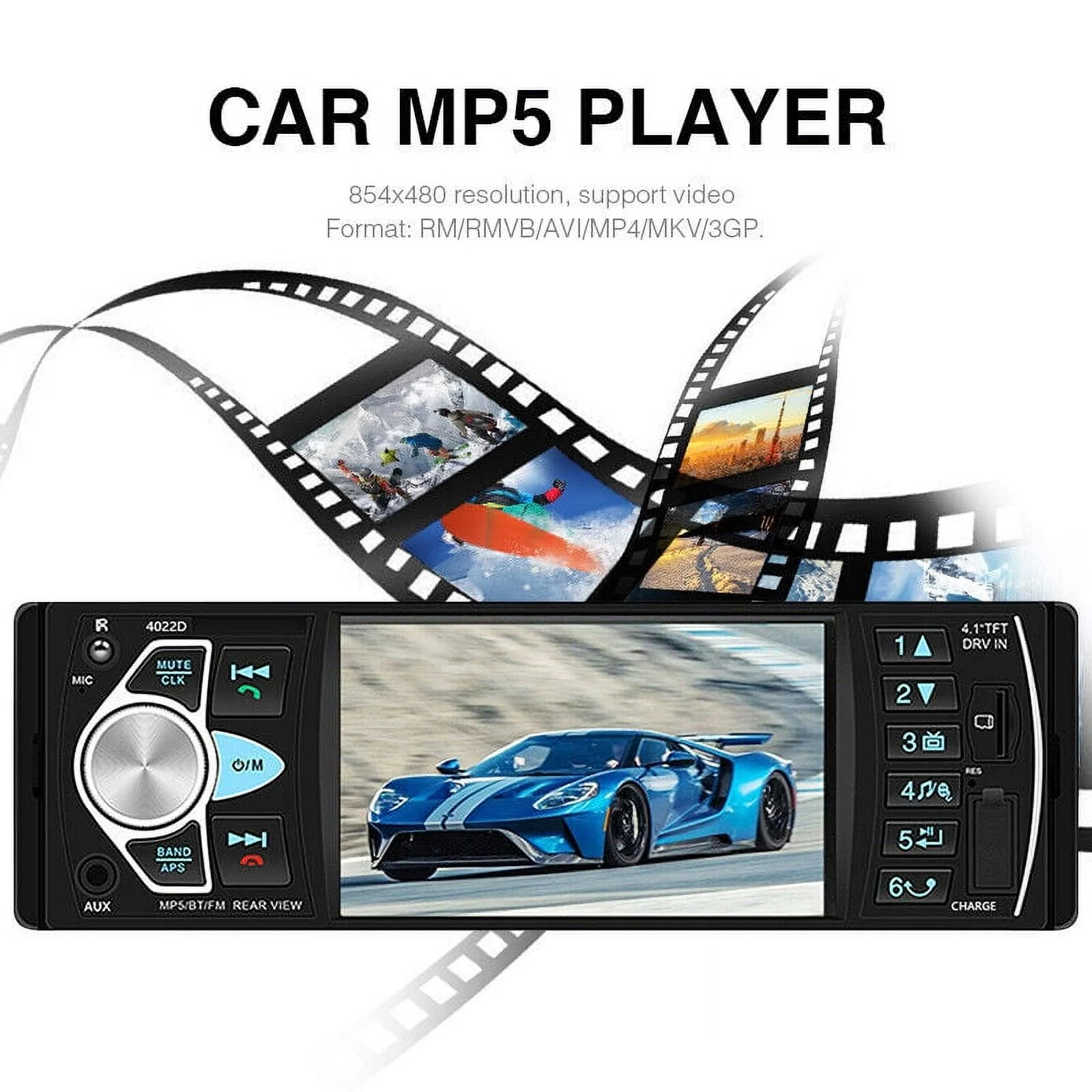 4.1 inch Car Radio Player FM Radio Music Display 1080P High Definition Display USB MP5 Player with Remote Control