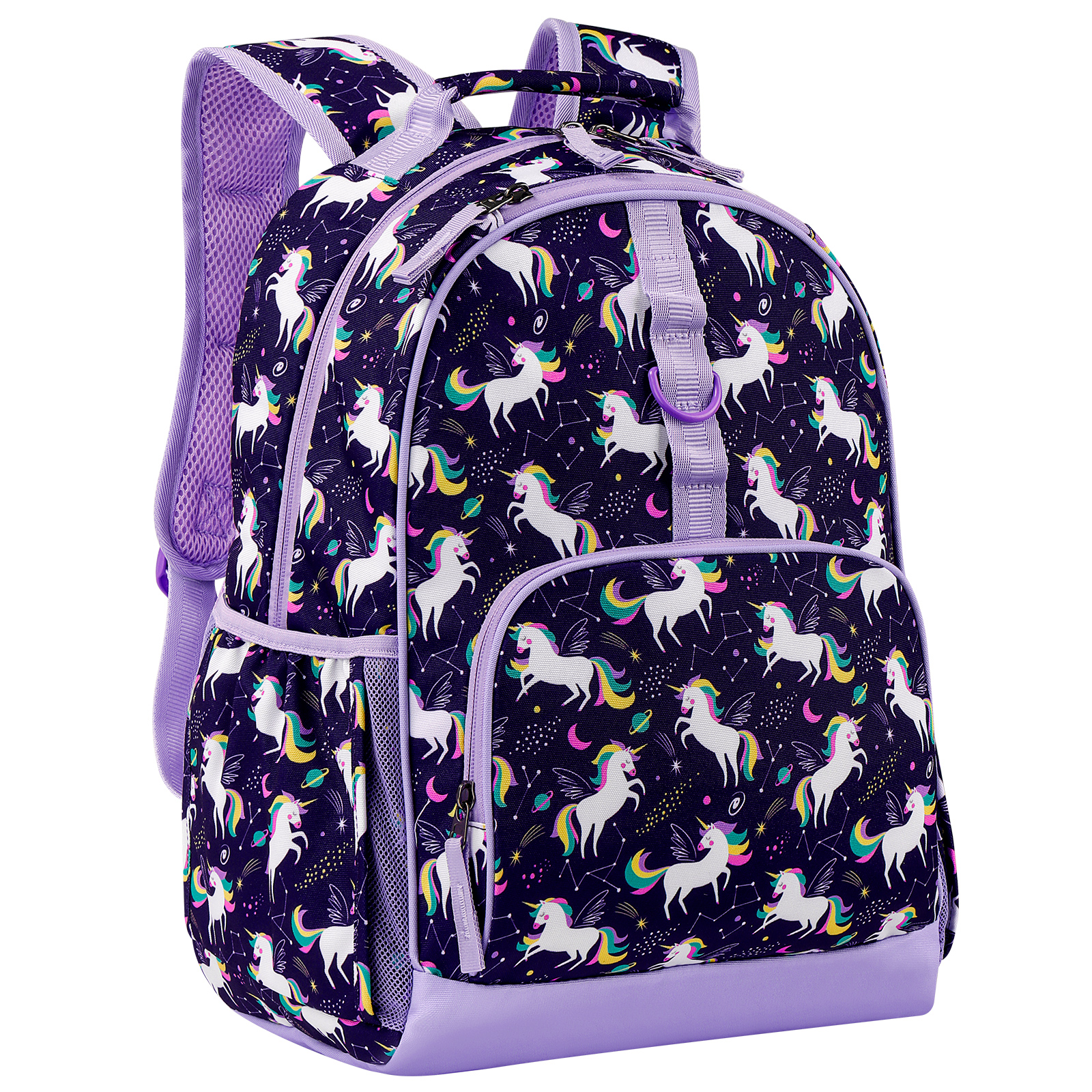 Choco Mocha Unicorn Backpack for Girls Backpack Elementary School Backpack for Kids 17 inch Bookbag School Bag, Purple