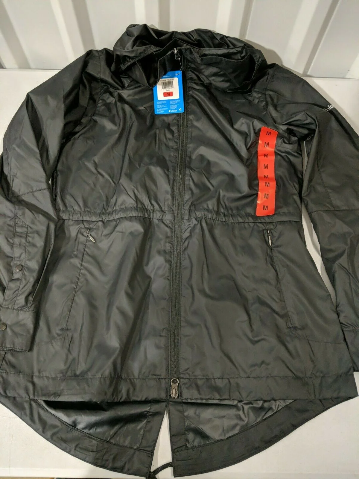 Columbia Womens' Hooded Windbreaker Black Size Medium New With Tags Free Shippin