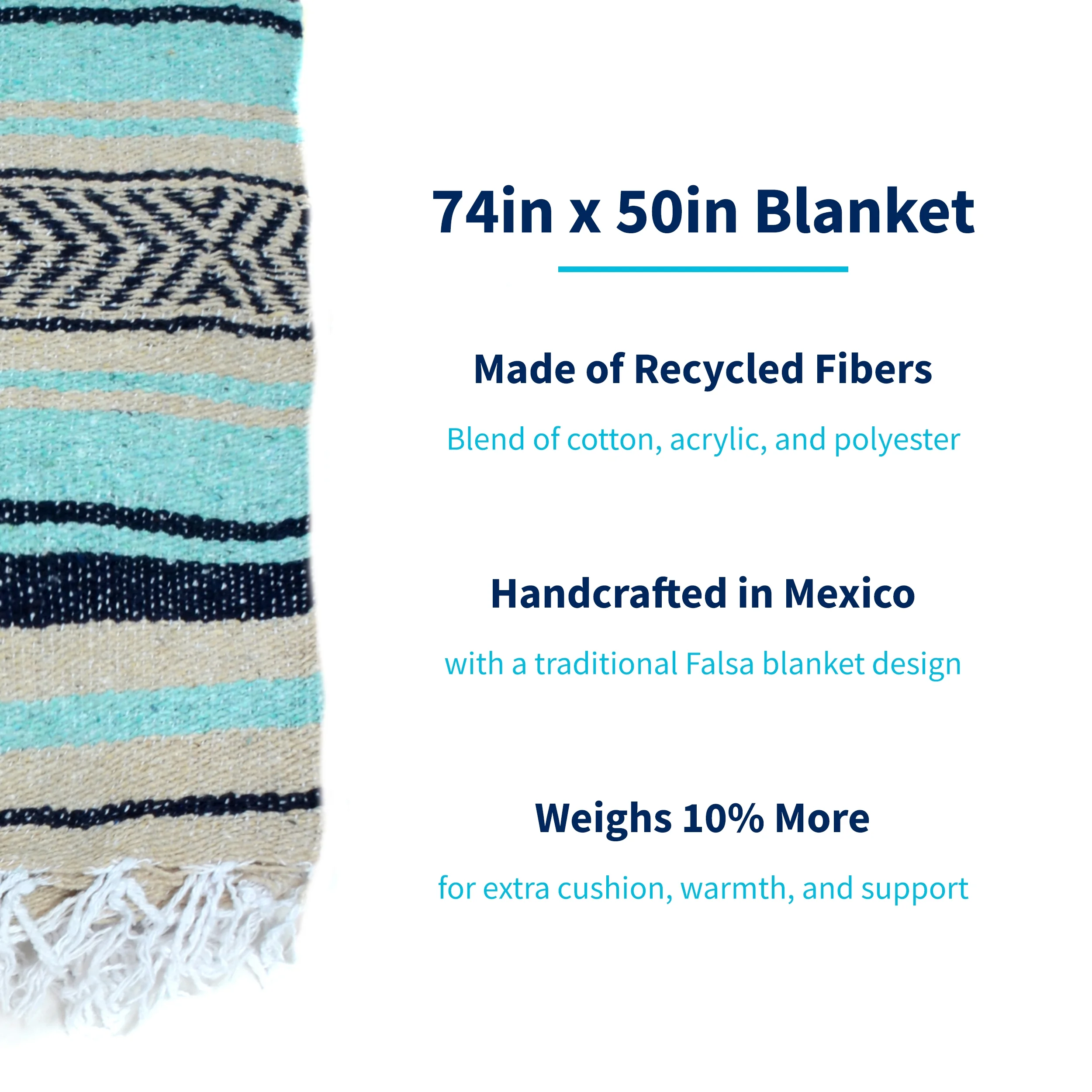 La Montana 4 Pack Mexican Blankets, 74