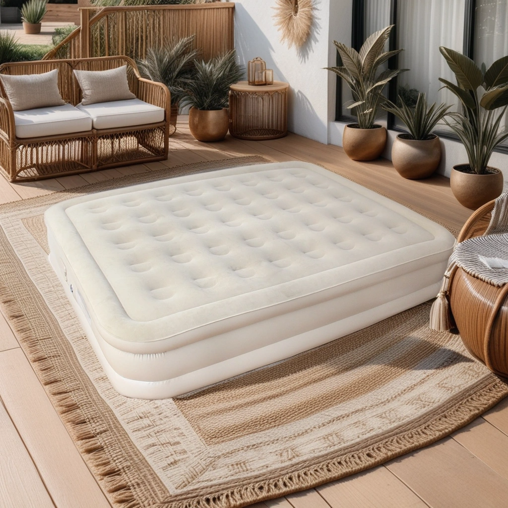 Inflatable Queen Air Mattress with Built-in Pump, 16in Twin Elevated Durable Air Bed 660lb Max, Grey