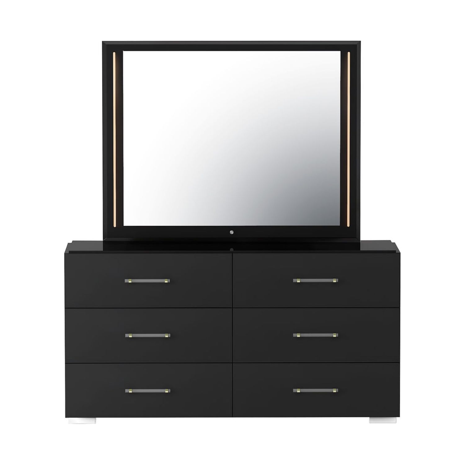 Chintaly Modern 6-Drawer Gloss Black Bedroom Chest