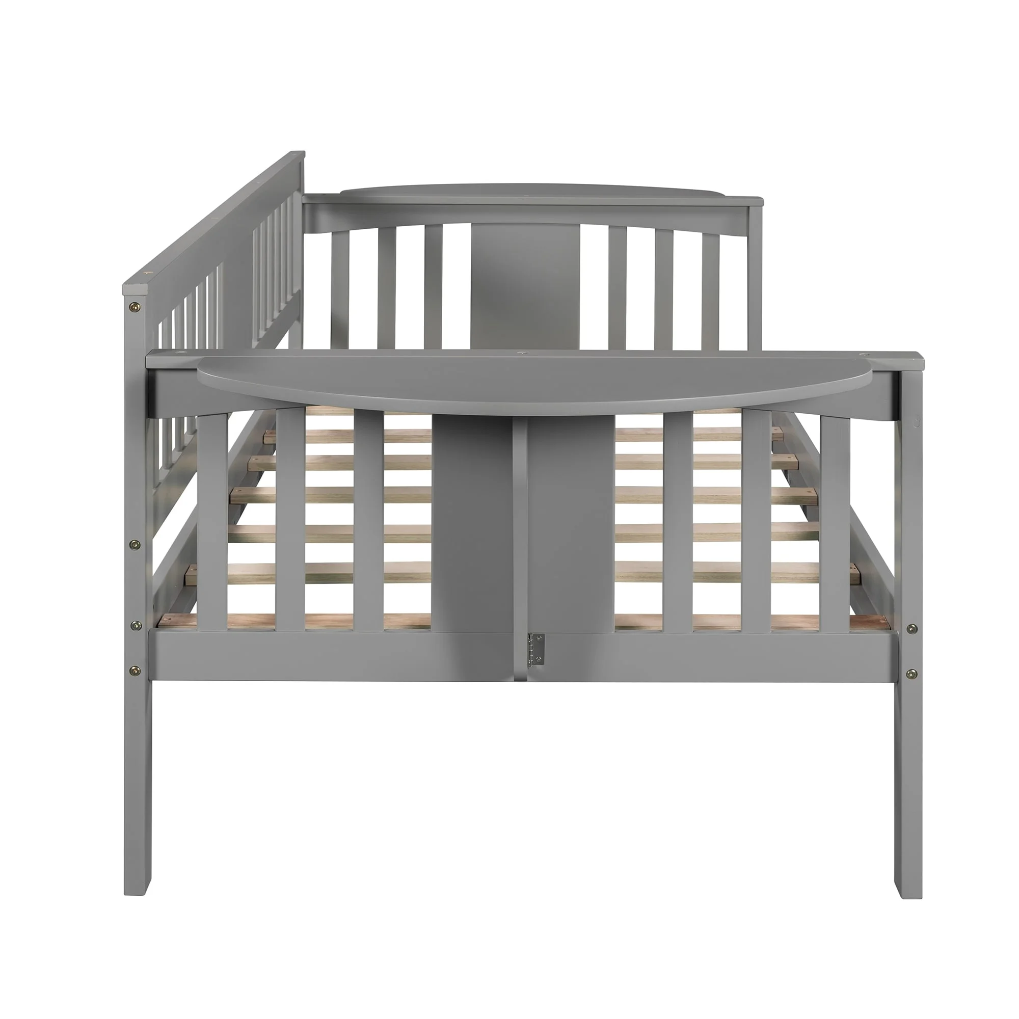 Twin Size Daybed with Foldable Hand Rest and Backrest, Solid Wood Slats Support