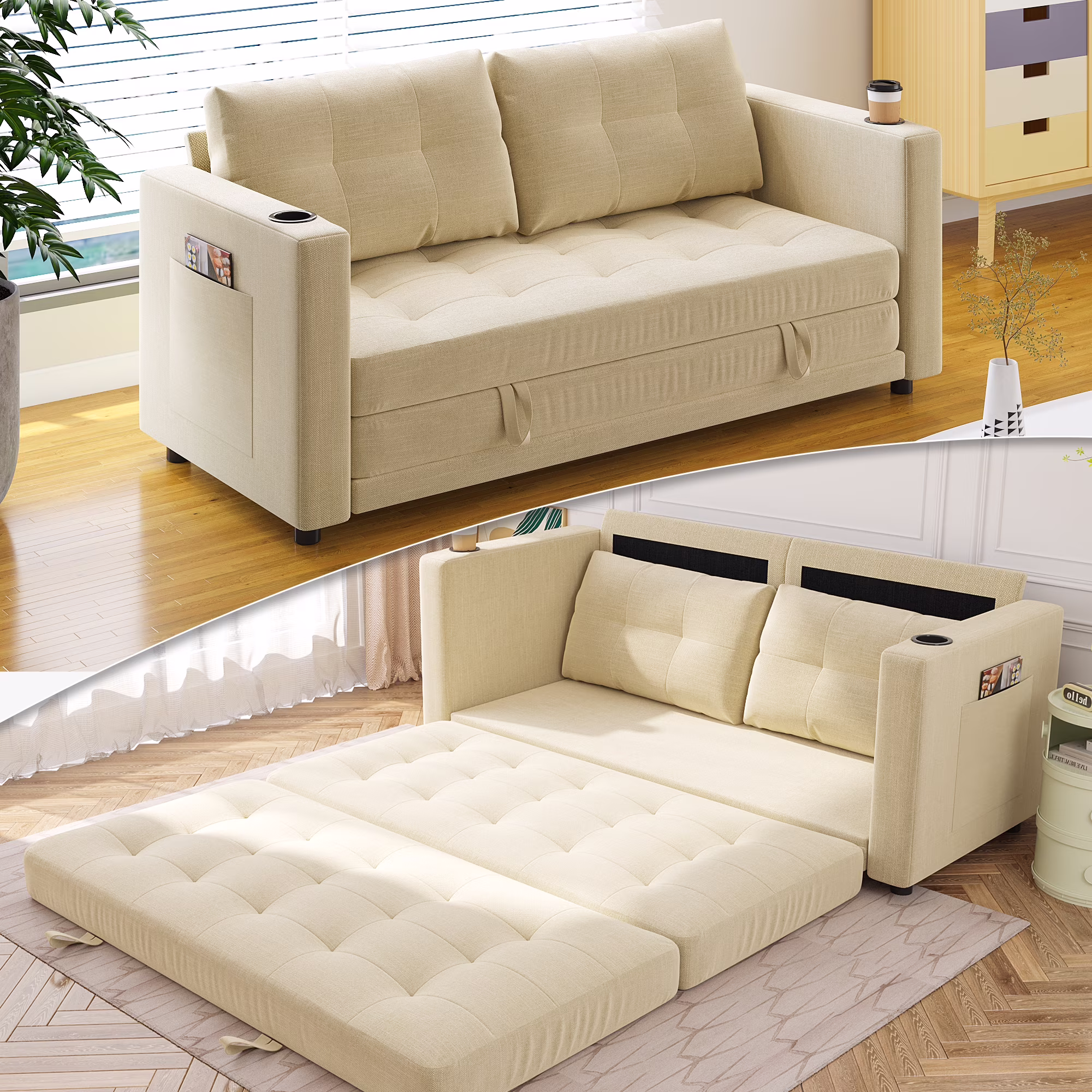 HNEBC Loveseat Sleeper Sofa, 63