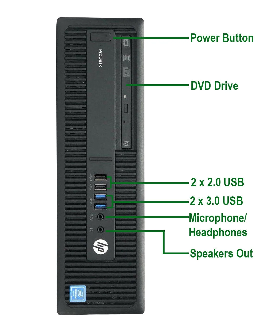 HP 600 G2 Desktop Computer Intel Pentium G4400 3.3GHz CPU 8GB Ram, 240GB SSD, 1TB HDD, New 20
