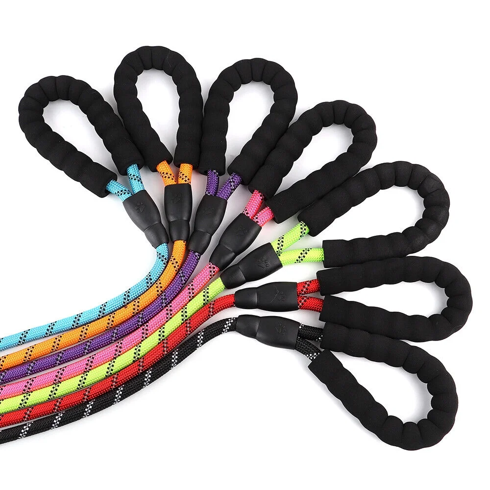 4.9ft Dog Walking Training Leash Reflective Nylon Lead Rope Soft Padded Handle