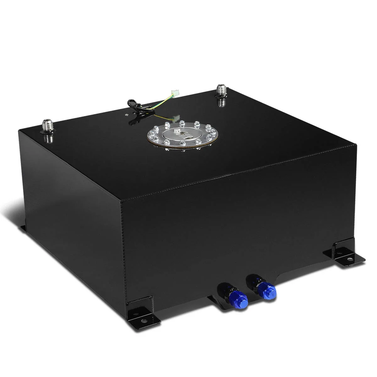 For 15.5-Gallon Aluminum Street/Drift/Strip/Racing Fuel Cell Black Gas Tank with Level Sender and Silver Cap