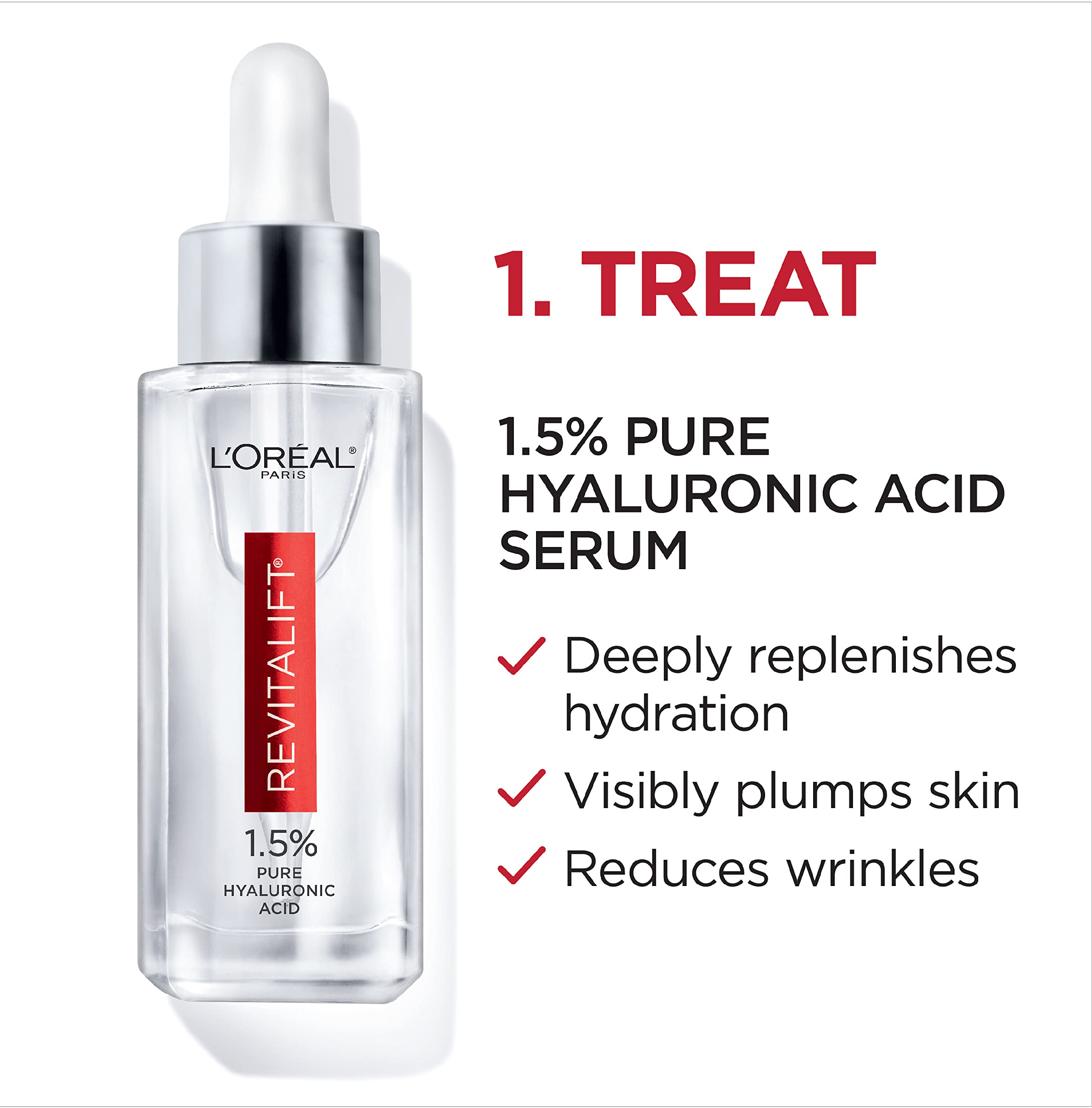 L’Oréal Paris Revitalift 1.5% Pure Hyaluronic Acid Face Serum + Triple Power Anti-Aging Face Moisturizer, 1 Kit