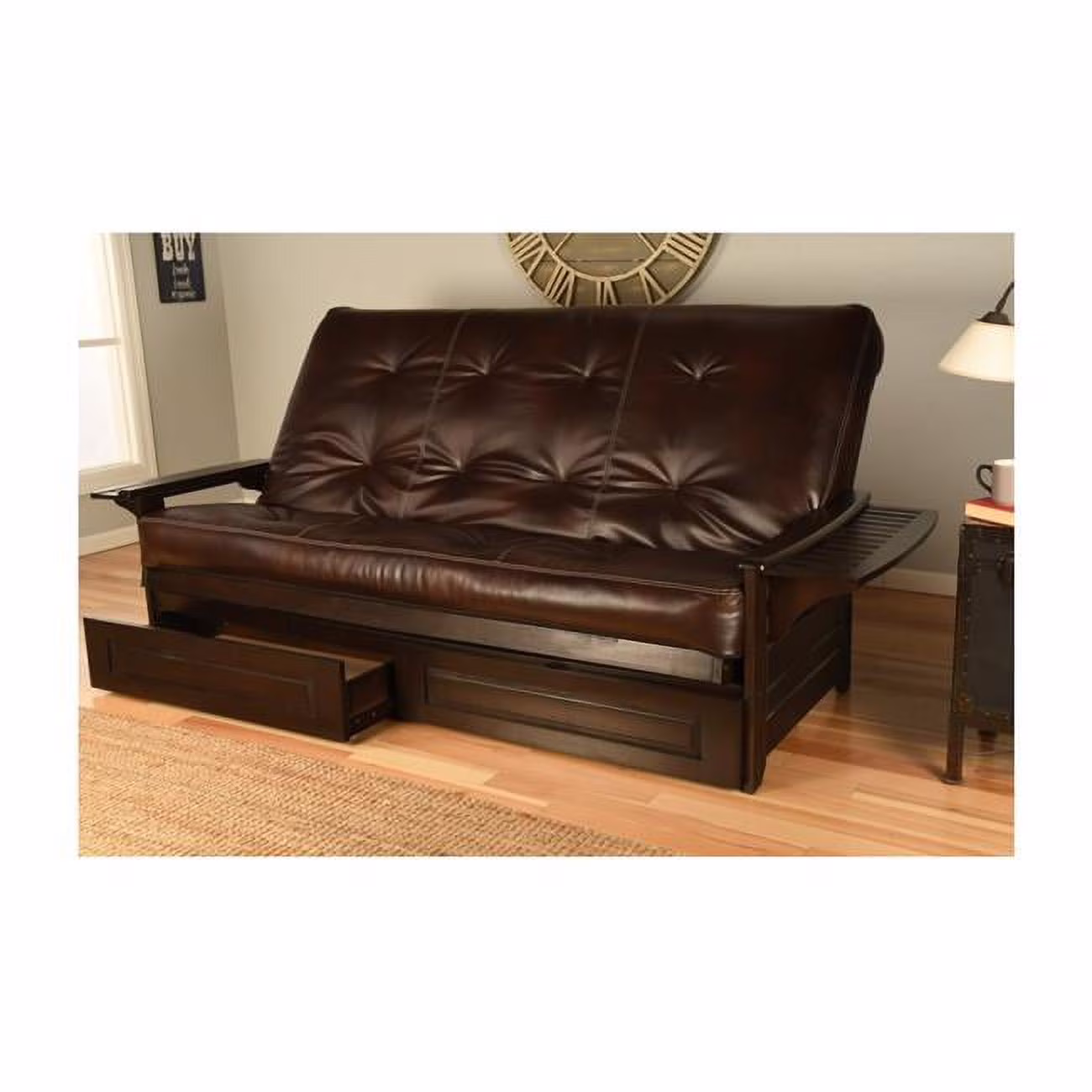 Phoenix Frame Queen-Espresso Finish-Oregon Trail Java Mattress-Storage Drawers