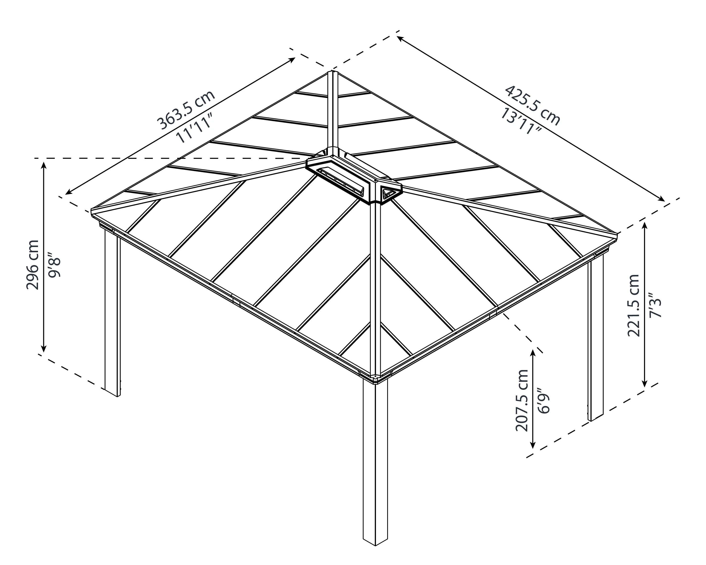 Palram - Canopia Dallas 4300 14' x 12' Polycarbonate/Aluminum Gazebo - Gray